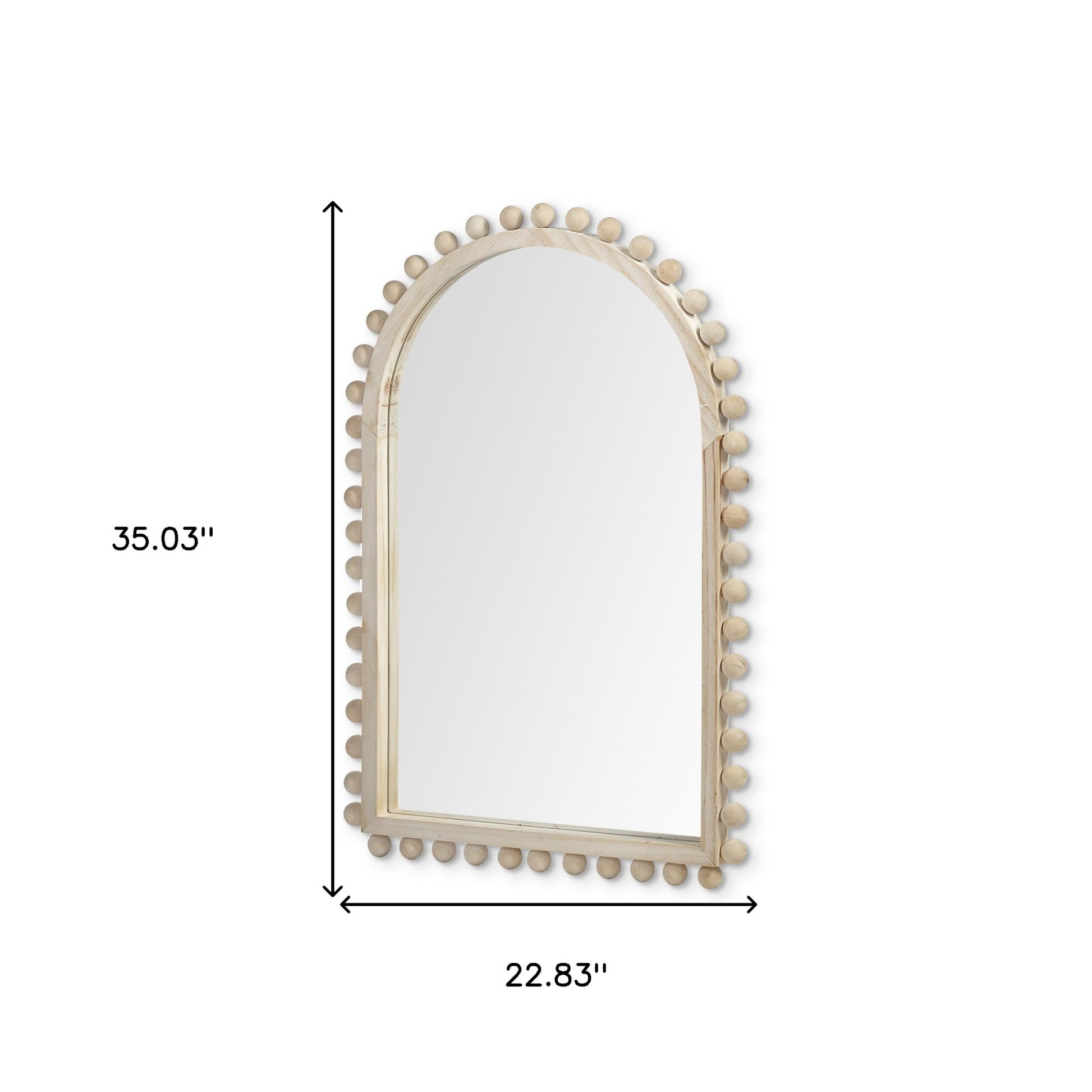 35" Natural Arch Wood Framed Accent Mirror-Mirrors-DECOROLALA