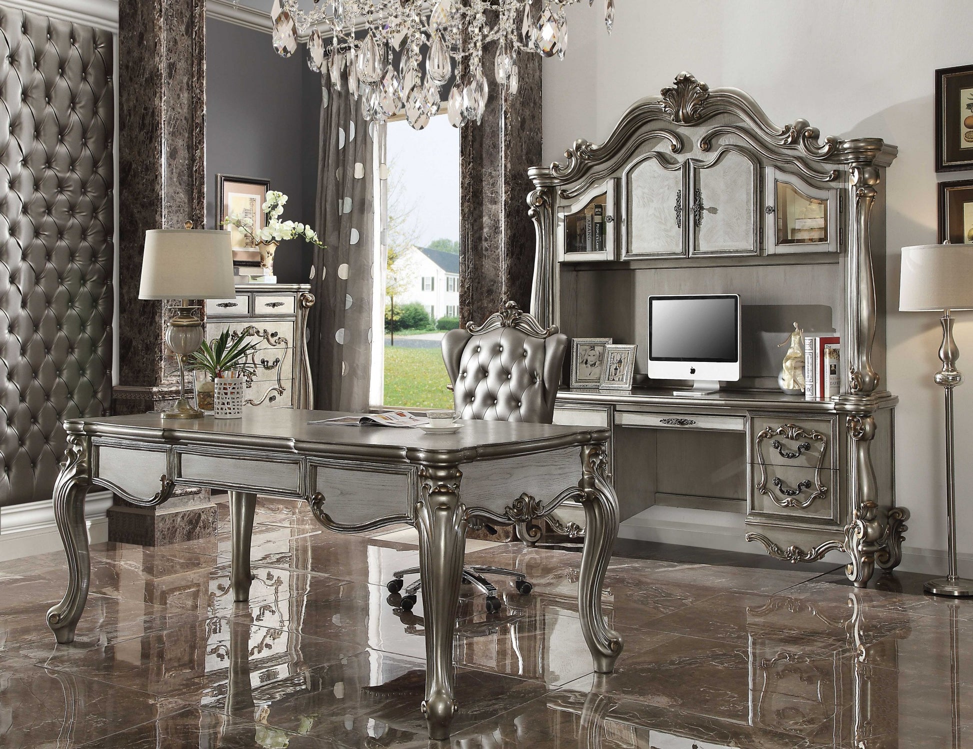 35" Silver Executive Desk-Desks-DECOROLALA