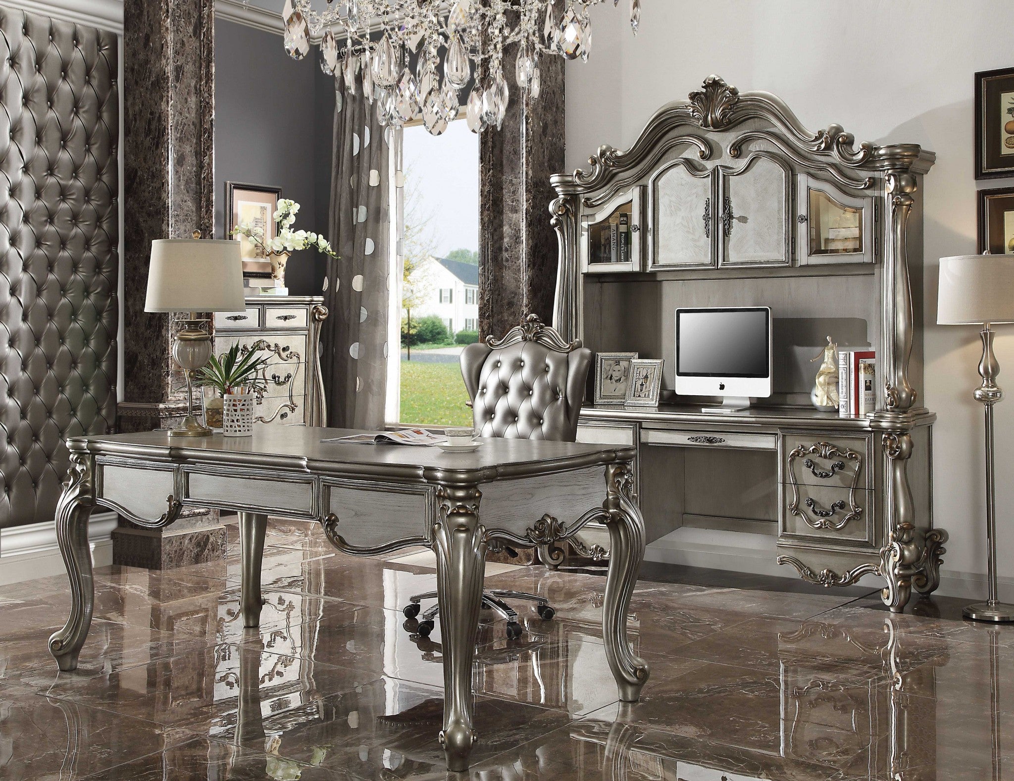 35" Silver Executive Desk-Desks-DECOROLALA