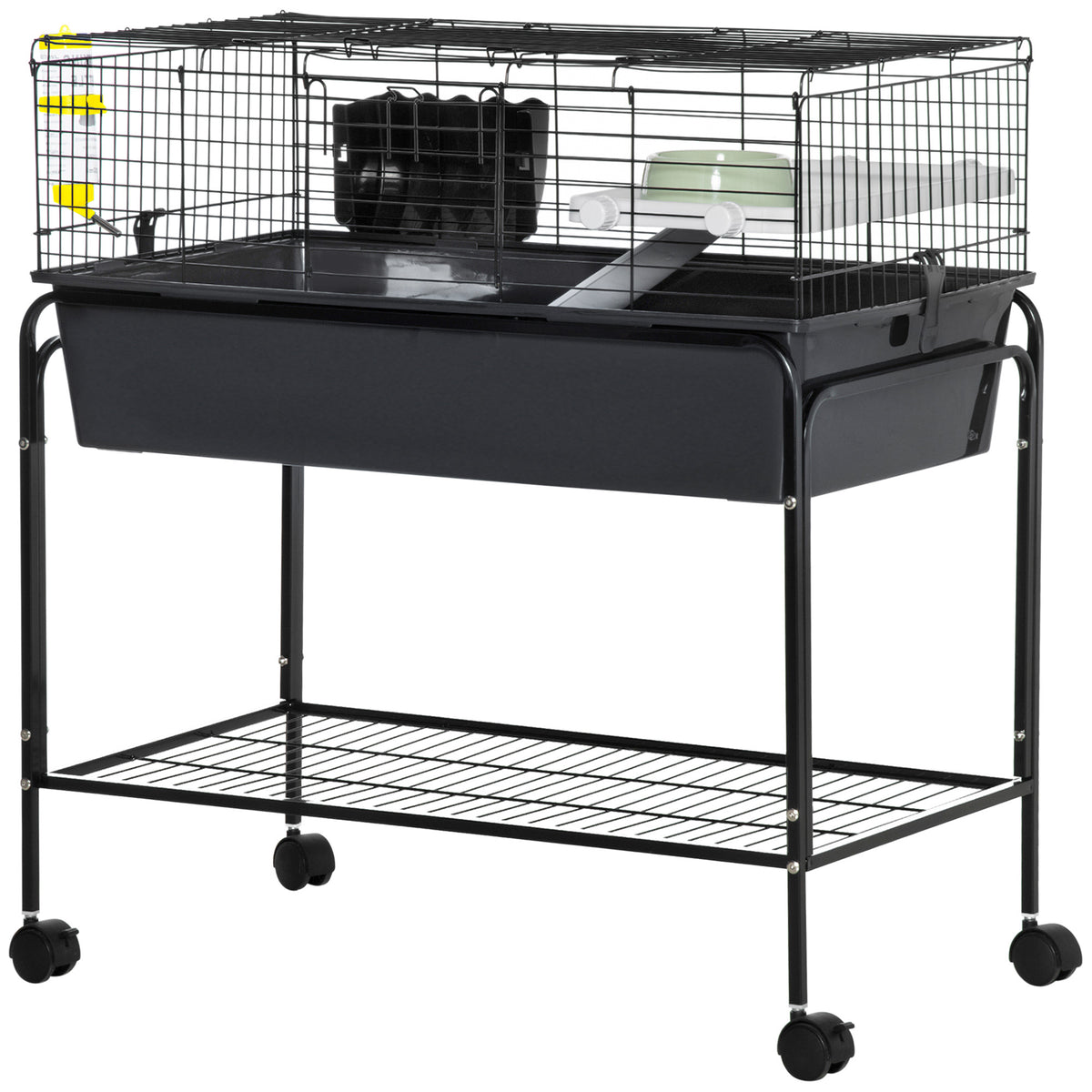 35" Small Animal Cage with Rolling Stand - Dark Grey-Small Animals-DECOROLALA