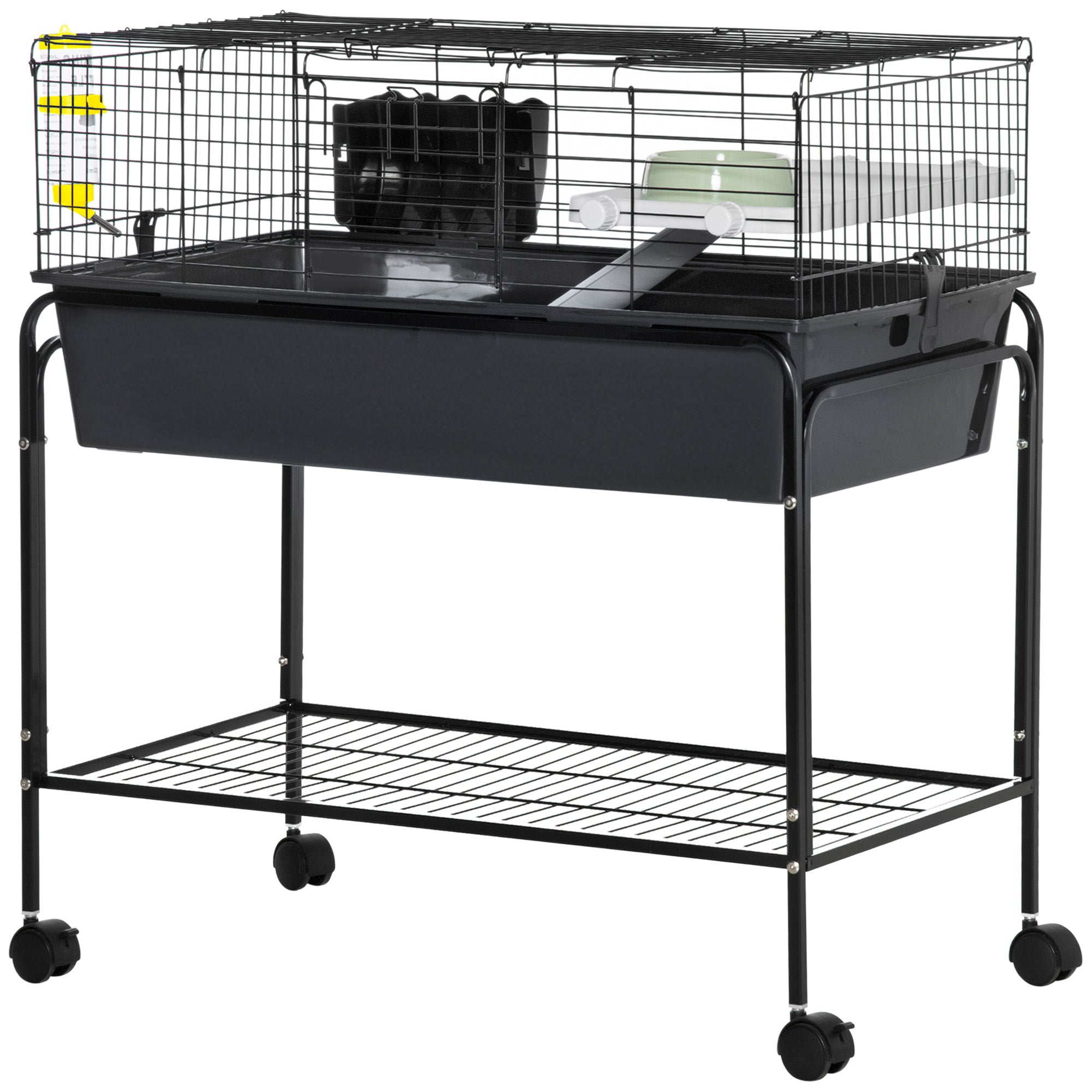 35" Small Animal Cage with Rolling Stand - Dark Grey-Small Animals-DECOROLALA