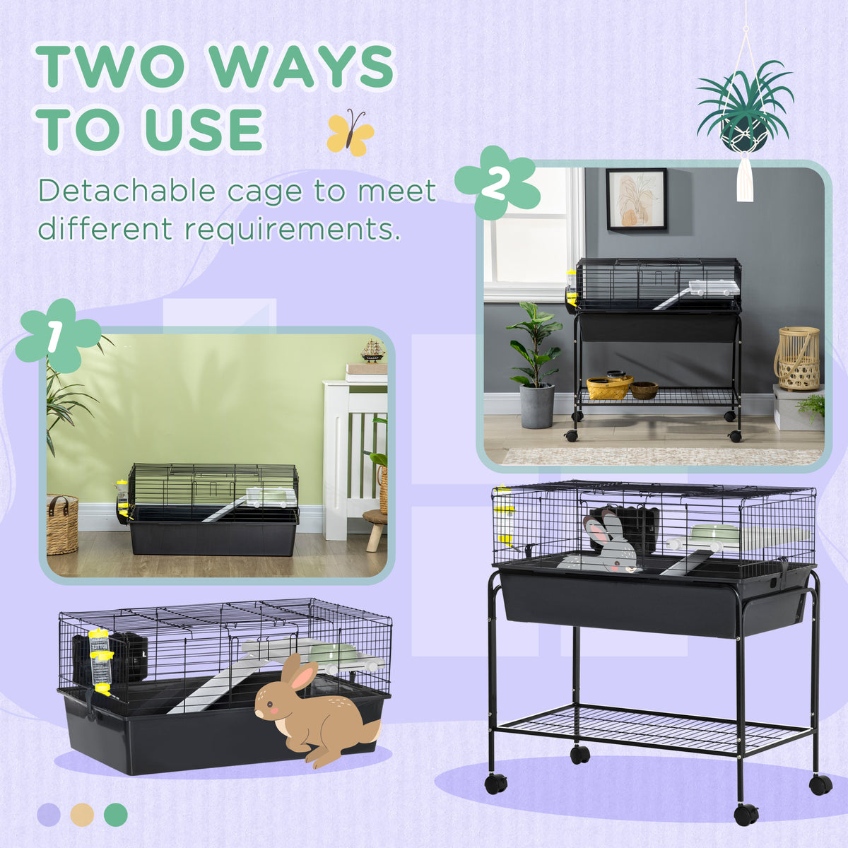 35" Small Animal Cage with Rolling Stand - Dark Grey-Small Animals-DECOROLALA
