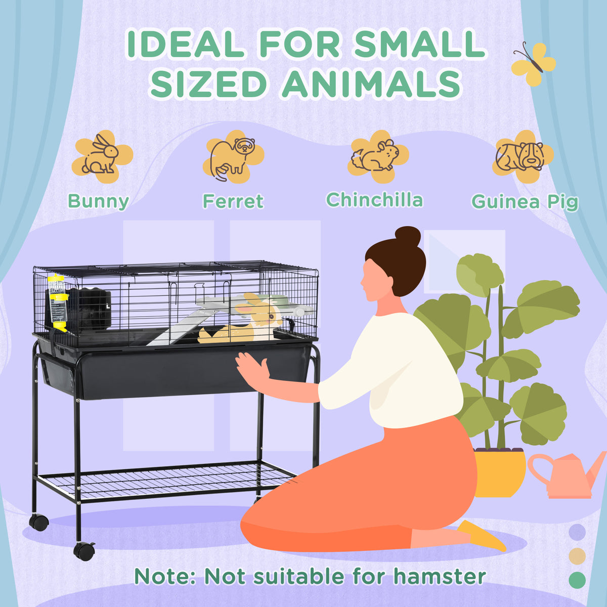 35" Small Animal Cage with Rolling Stand - Dark Grey-Small Animals-DECOROLALA