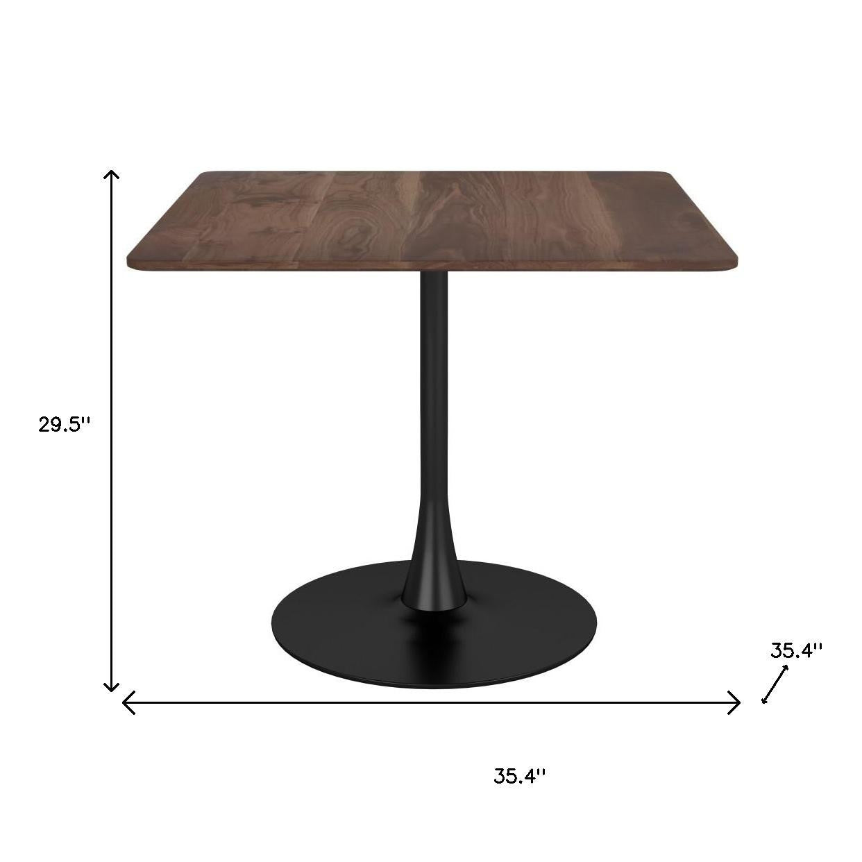 35" Square Steel Pedestal Base Dining Table-Dining Tables-DECOROLALA