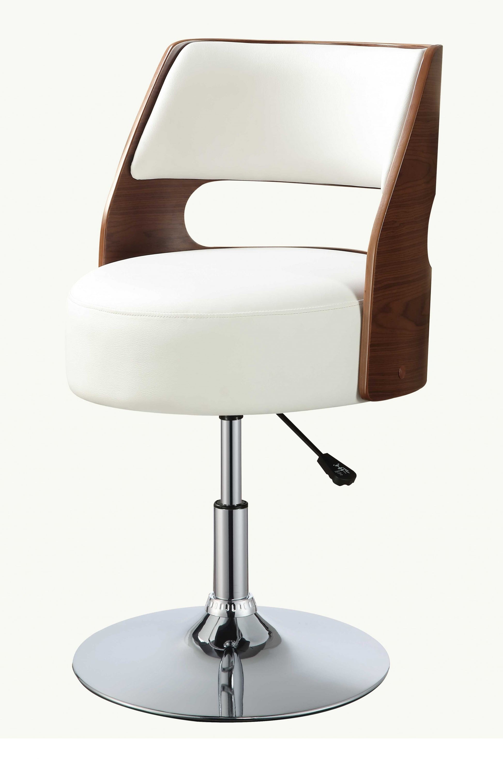 35" White Stainless Steel Swivel Low back Bar Chair-Bar Chairs-DECOROLALA