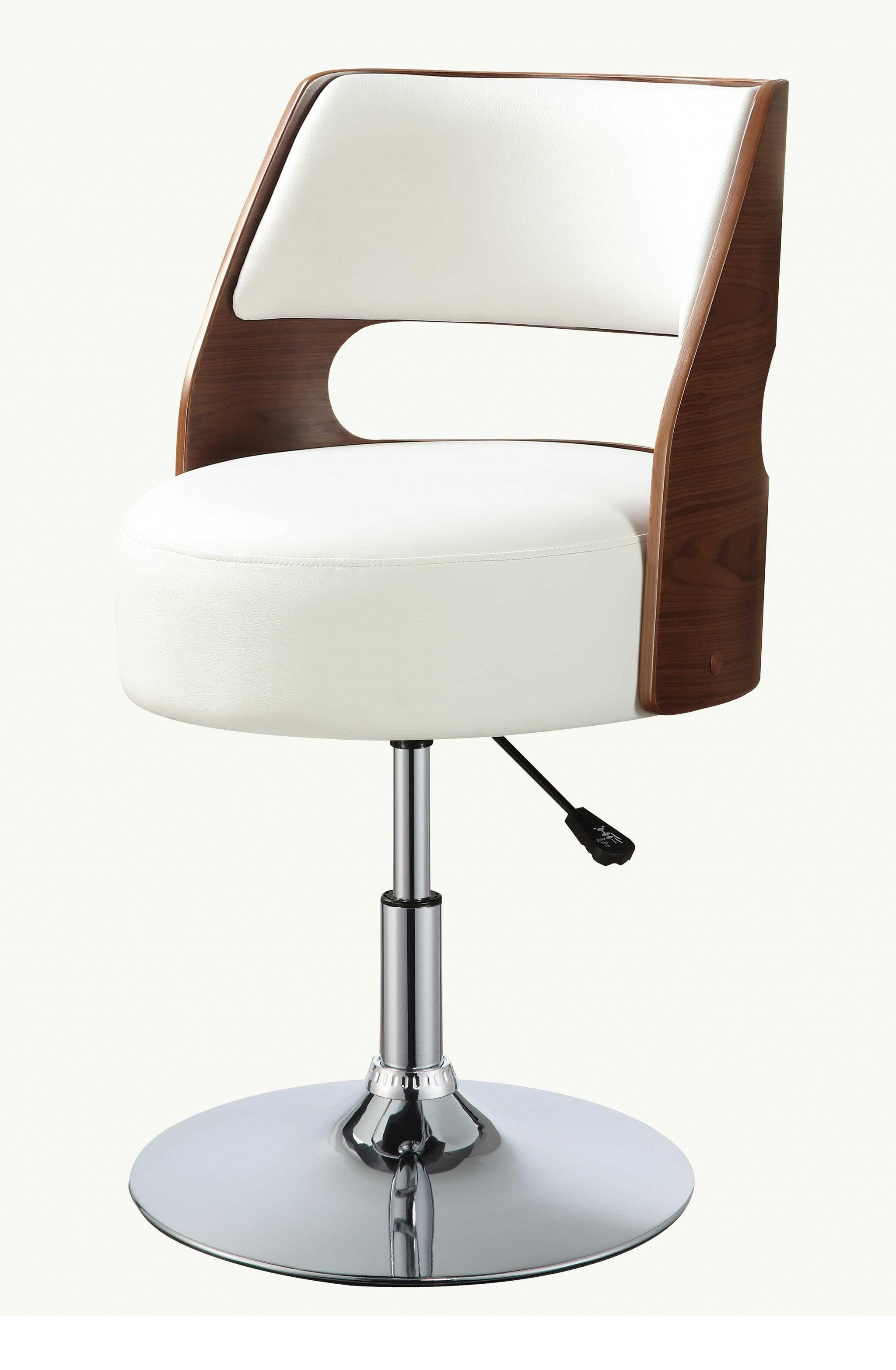 35" White Stainless Steel Swivel Low back Bar Chair-Bar Chairs-DECOROLALA