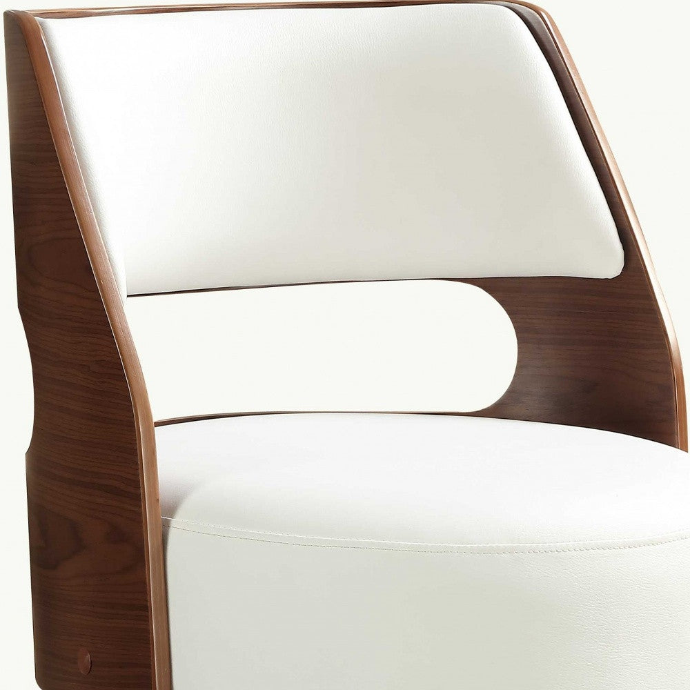 35" White Stainless Steel Swivel Low back Bar Chair-Bar Chairs-DECOROLALA