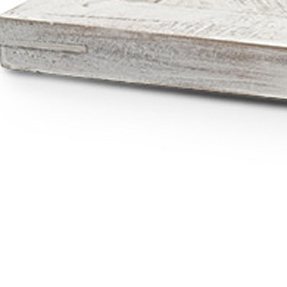 35" White and Natural Wood Indoor Outdoor Tray With Handles-Trays-DECOROLALA