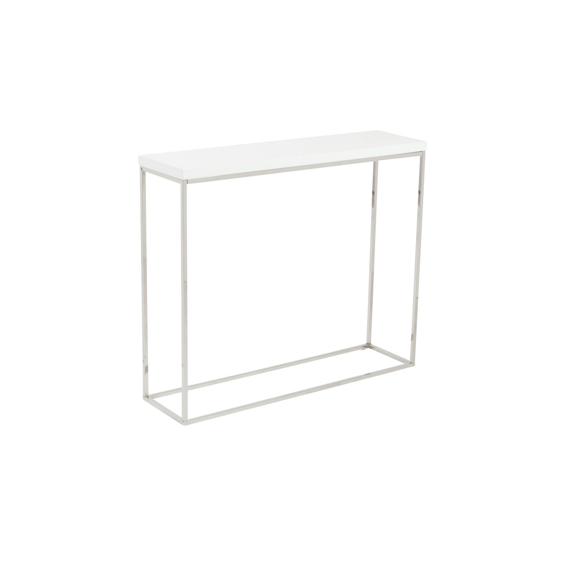 35" White and Silver Frame Console Table-Console Tables-DECOROLALA