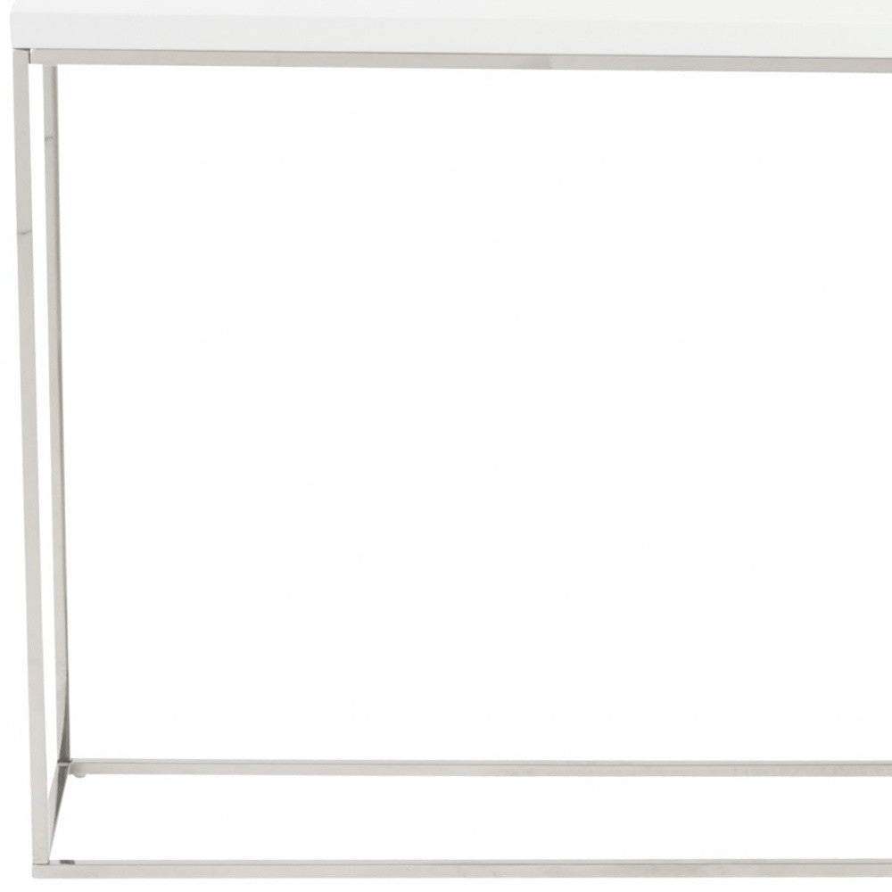 35" White and Silver Frame Console Table-Console Tables-DECOROLALA