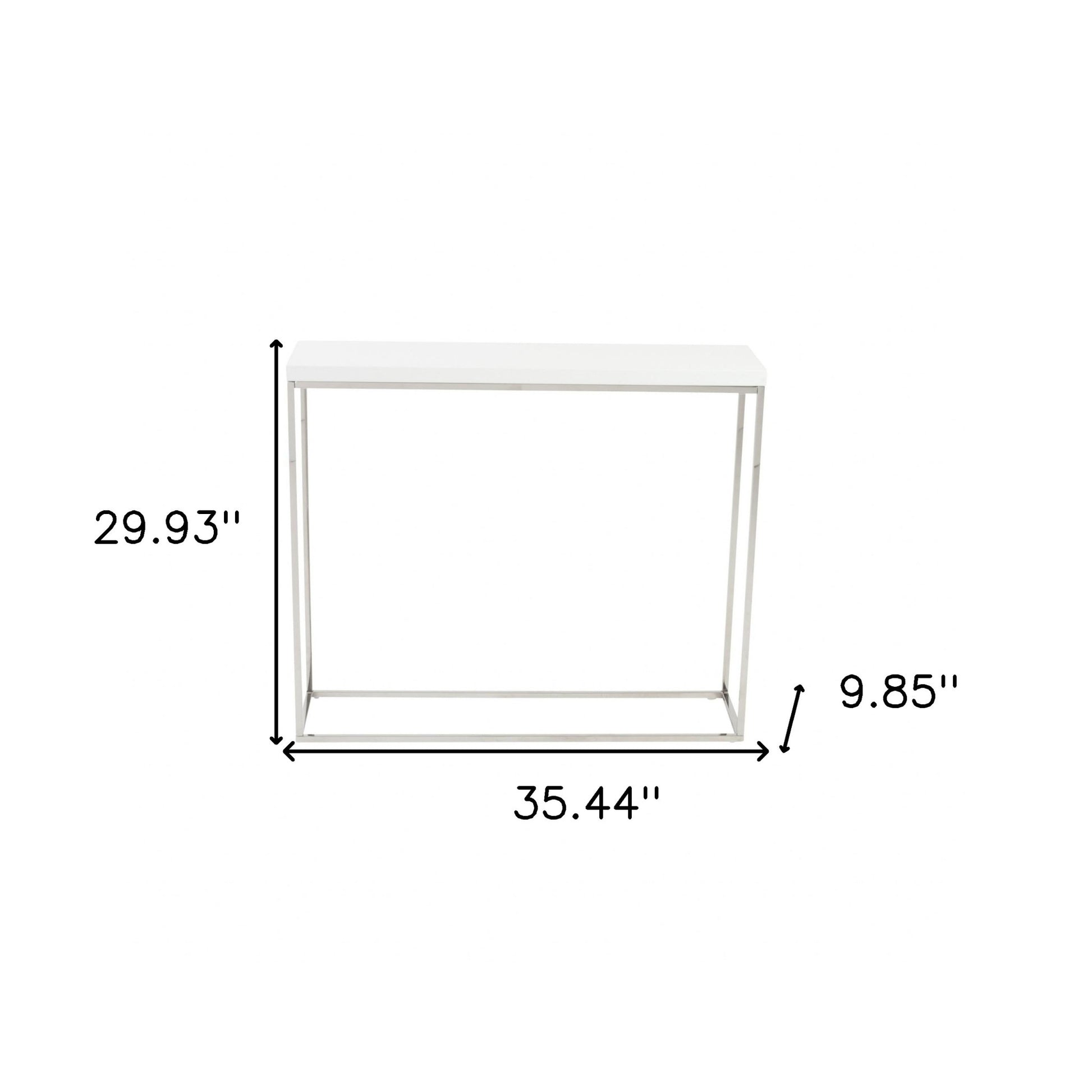 35" White and Silver Frame Console Table-Console Tables-DECOROLALA