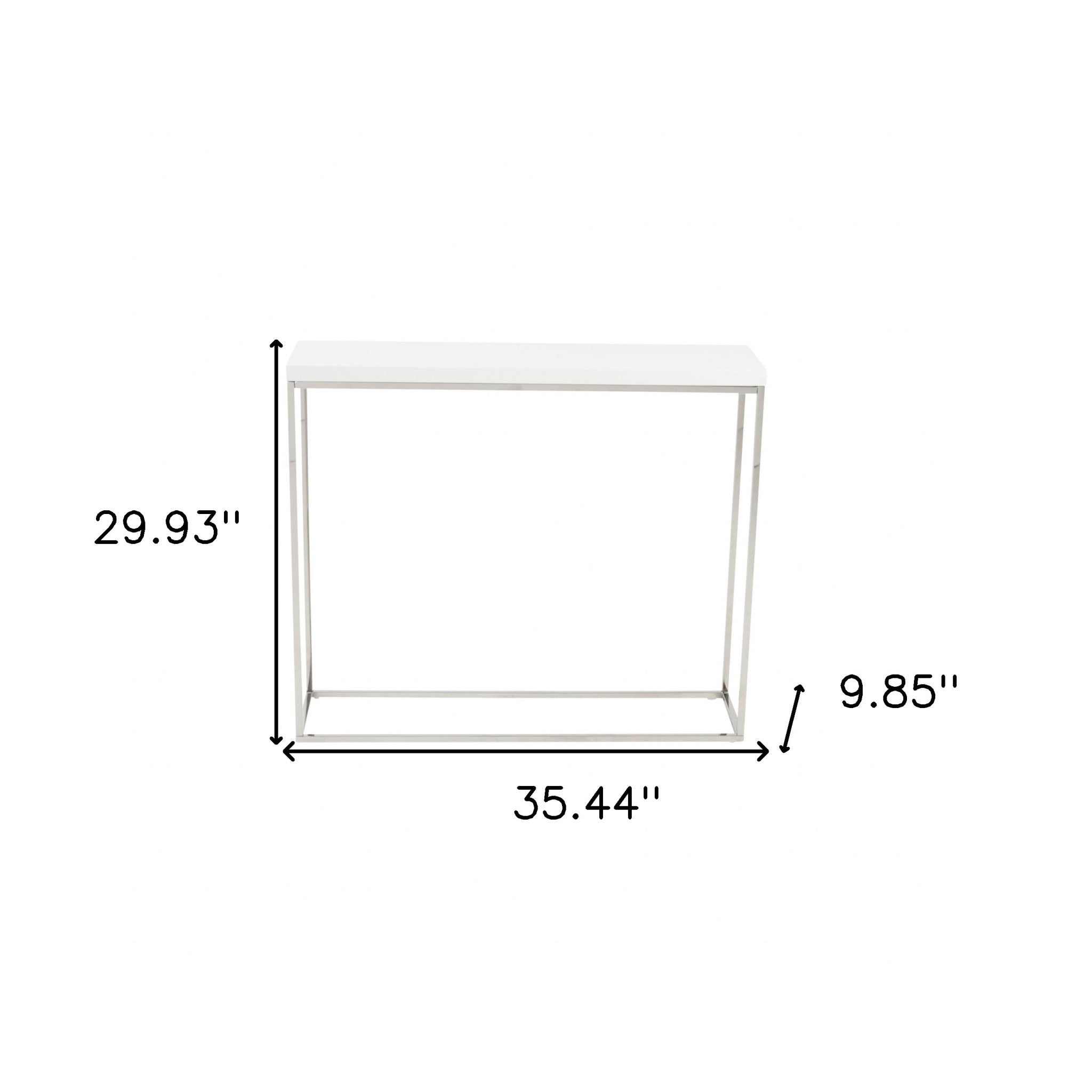 35" White and Silver Frame Console Table-Console Tables-DECOROLALA