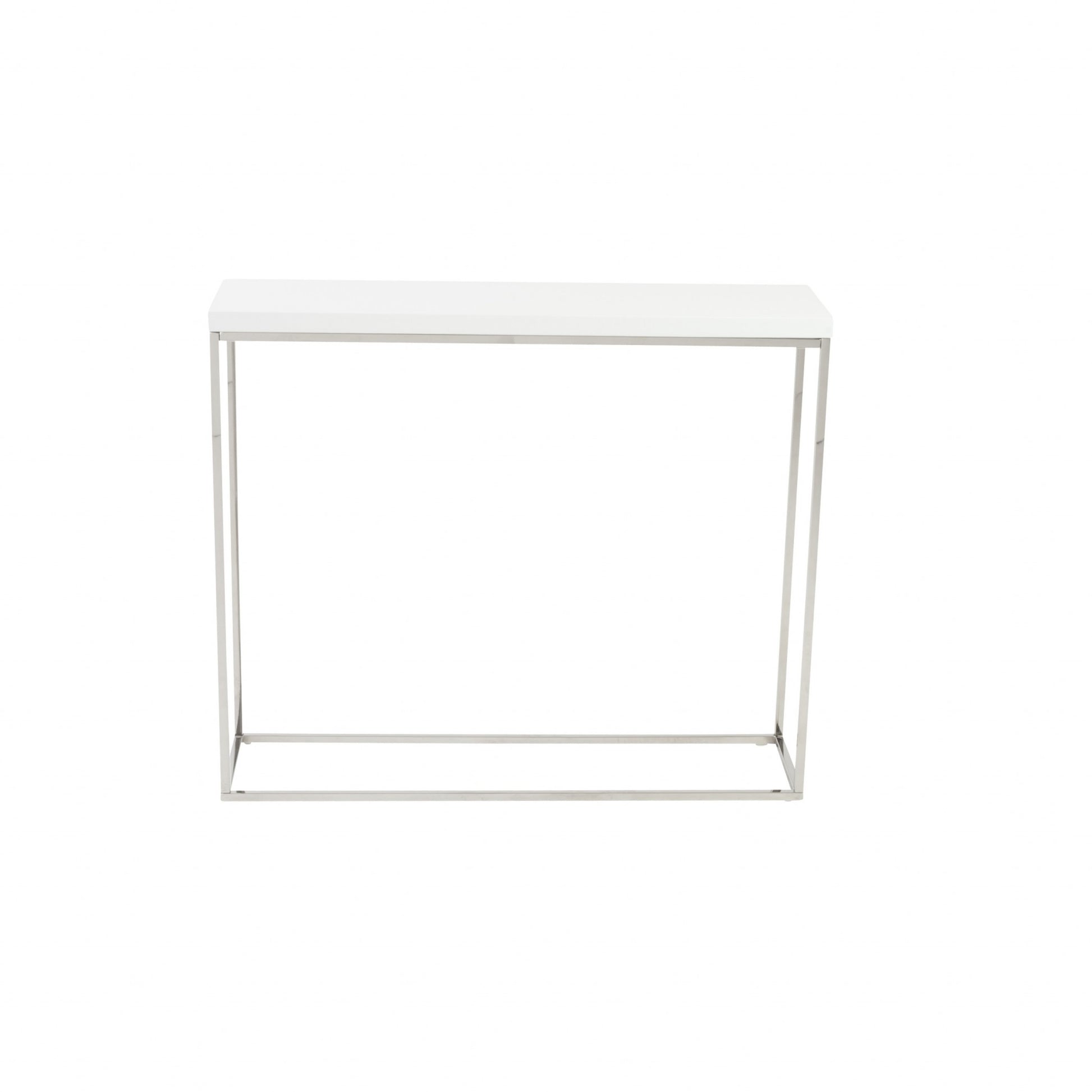 35" White and Silver Frame Console Table-Console Tables-DECOROLALA