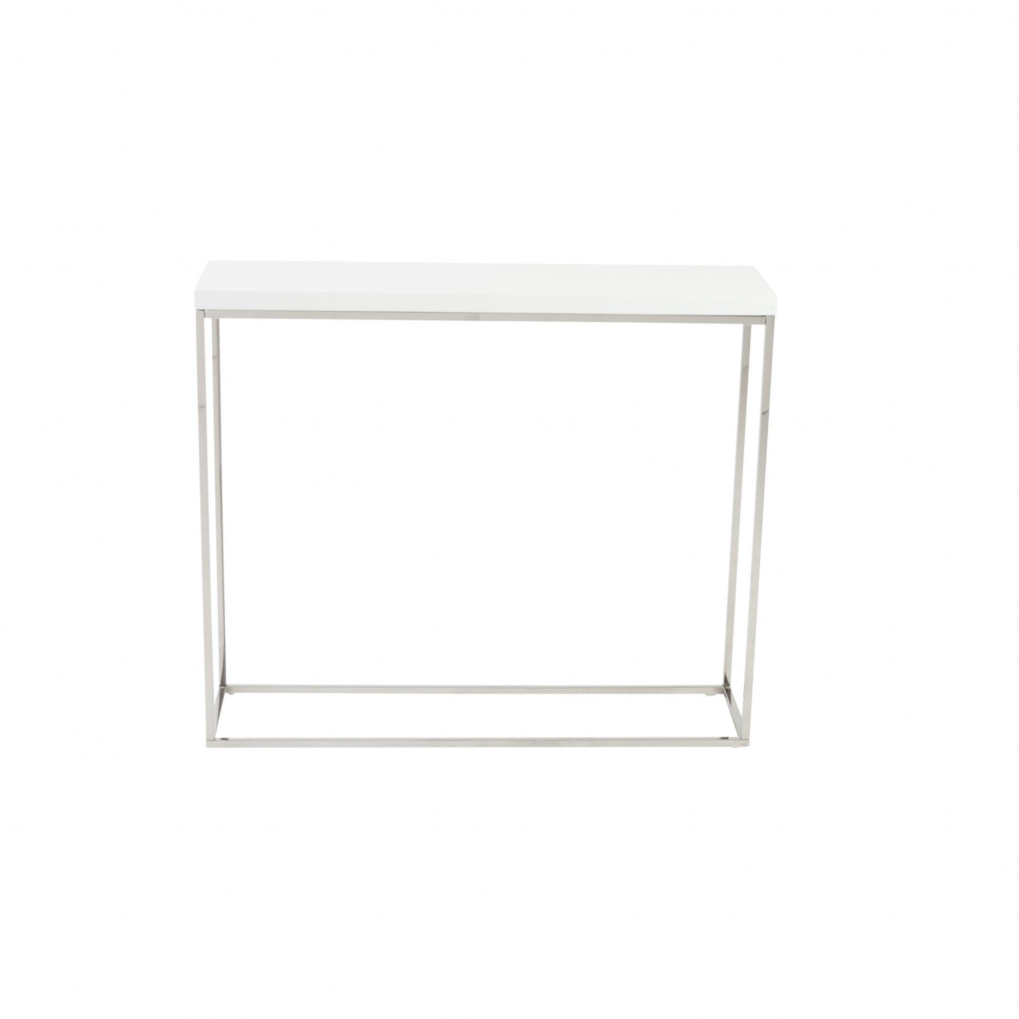 35" White and Silver Frame Console Table-Console Tables-DECOROLALA