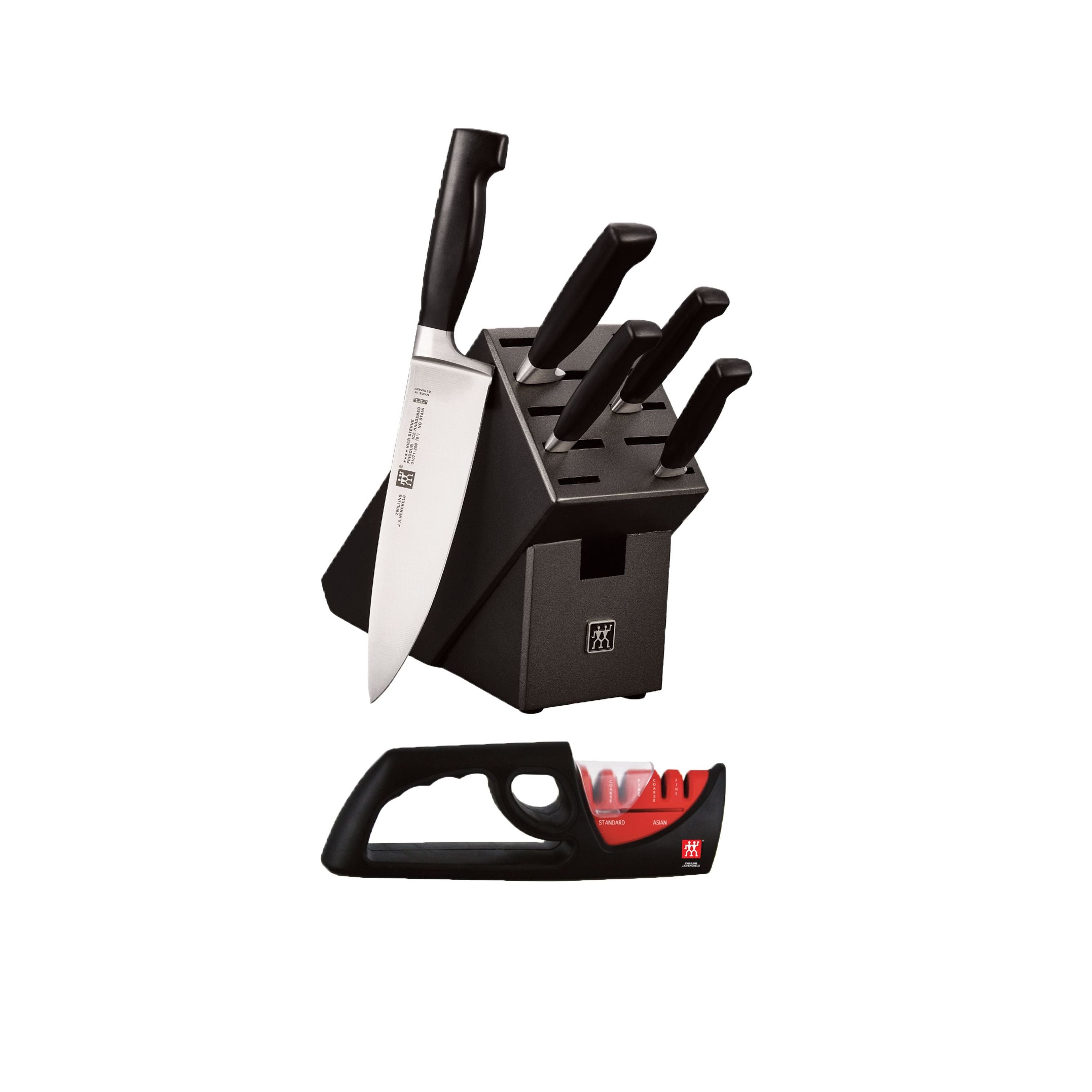 ZWILLING **** Four Star 7 Piece Knife Block Set, Black-DECOROLALA