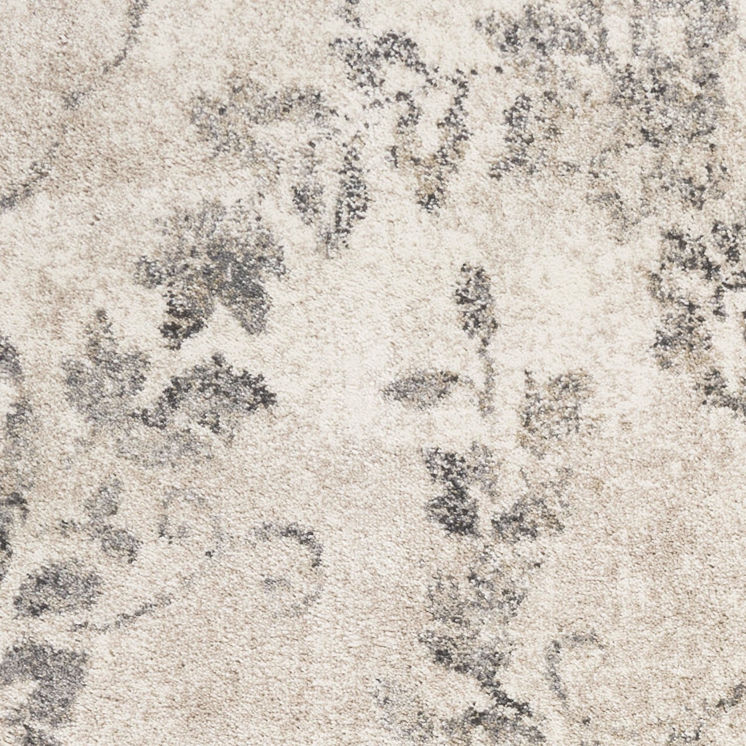 7' Gray And Tan Floral Distressed Runner Rug-8