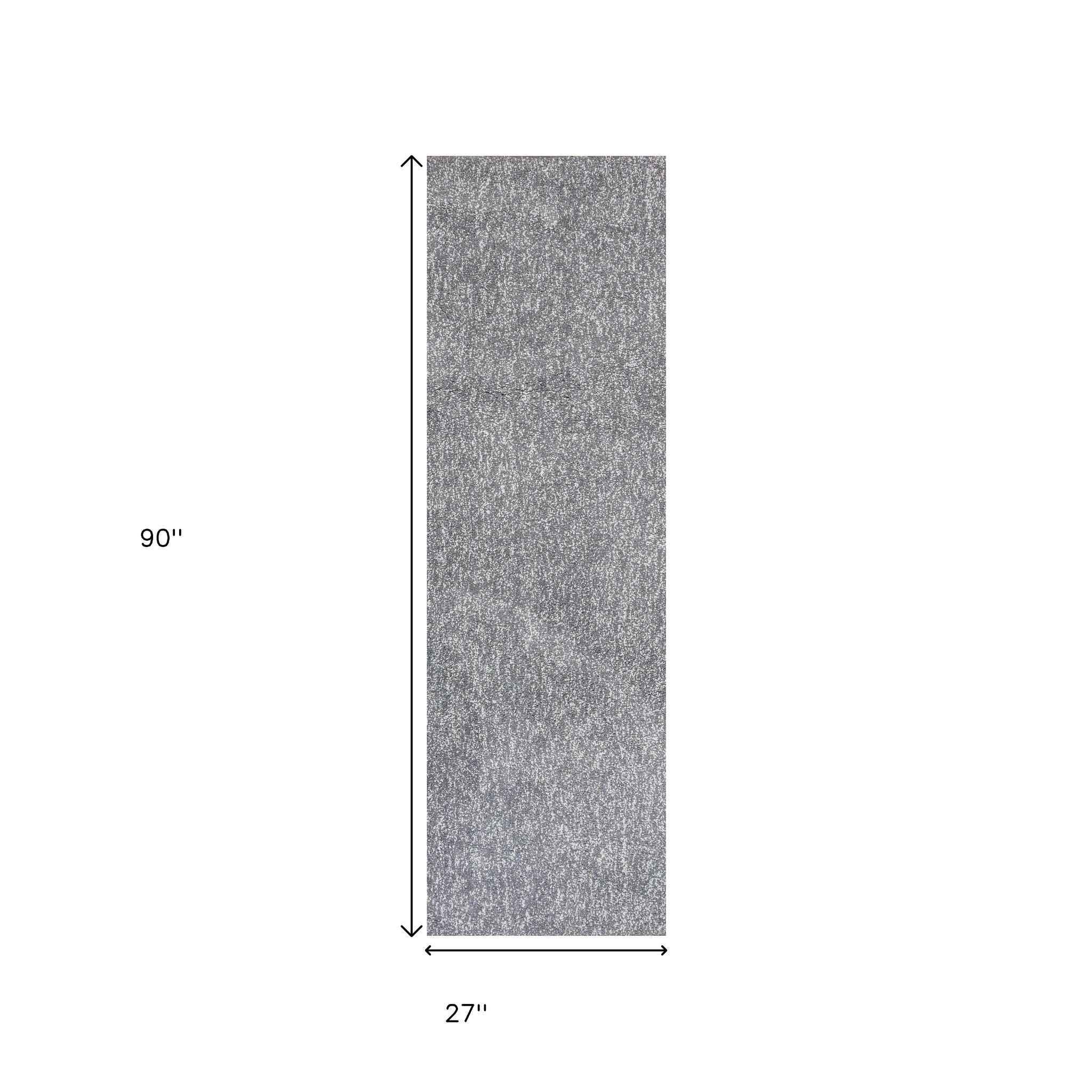 8' Gray Shag Hand Woven Runner Rug-4