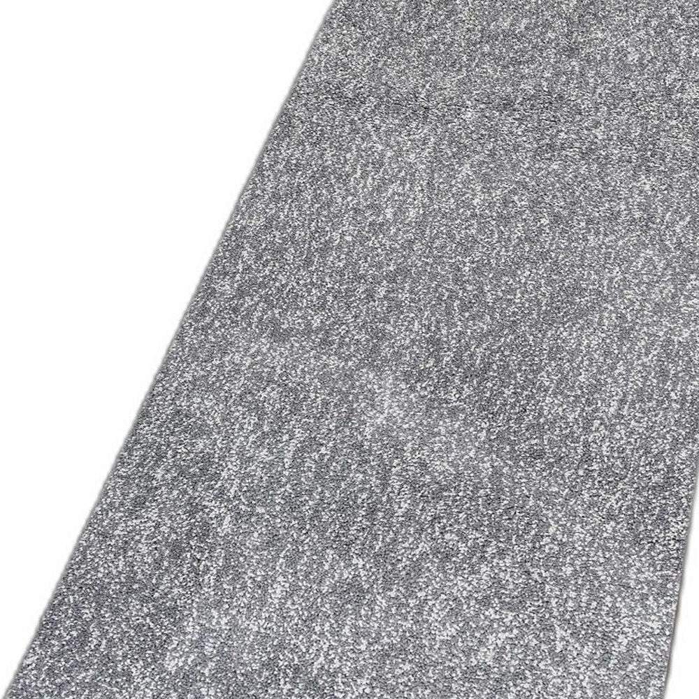 8' Gray Shag Hand Woven Runner Rug-5