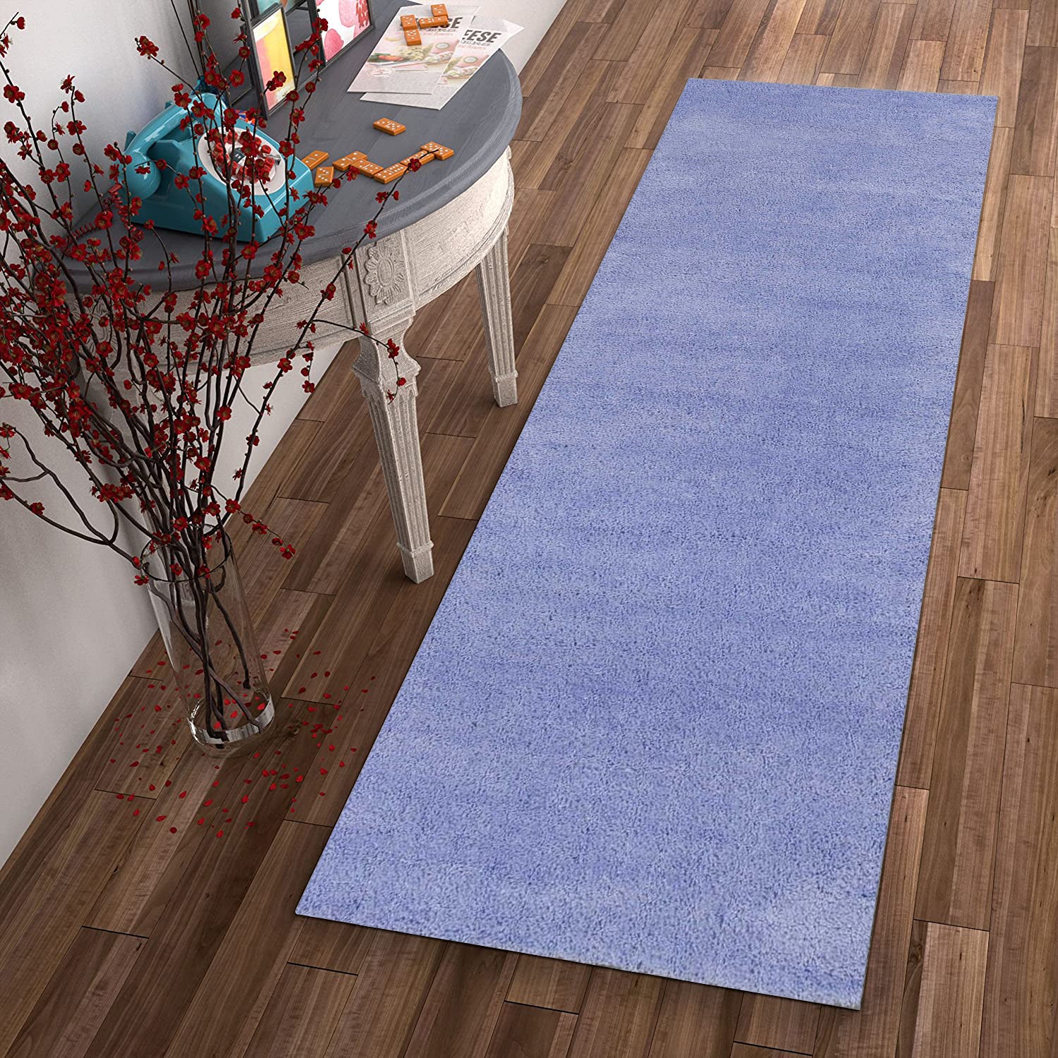 8' Purple Hand Woven Runner Rug-4