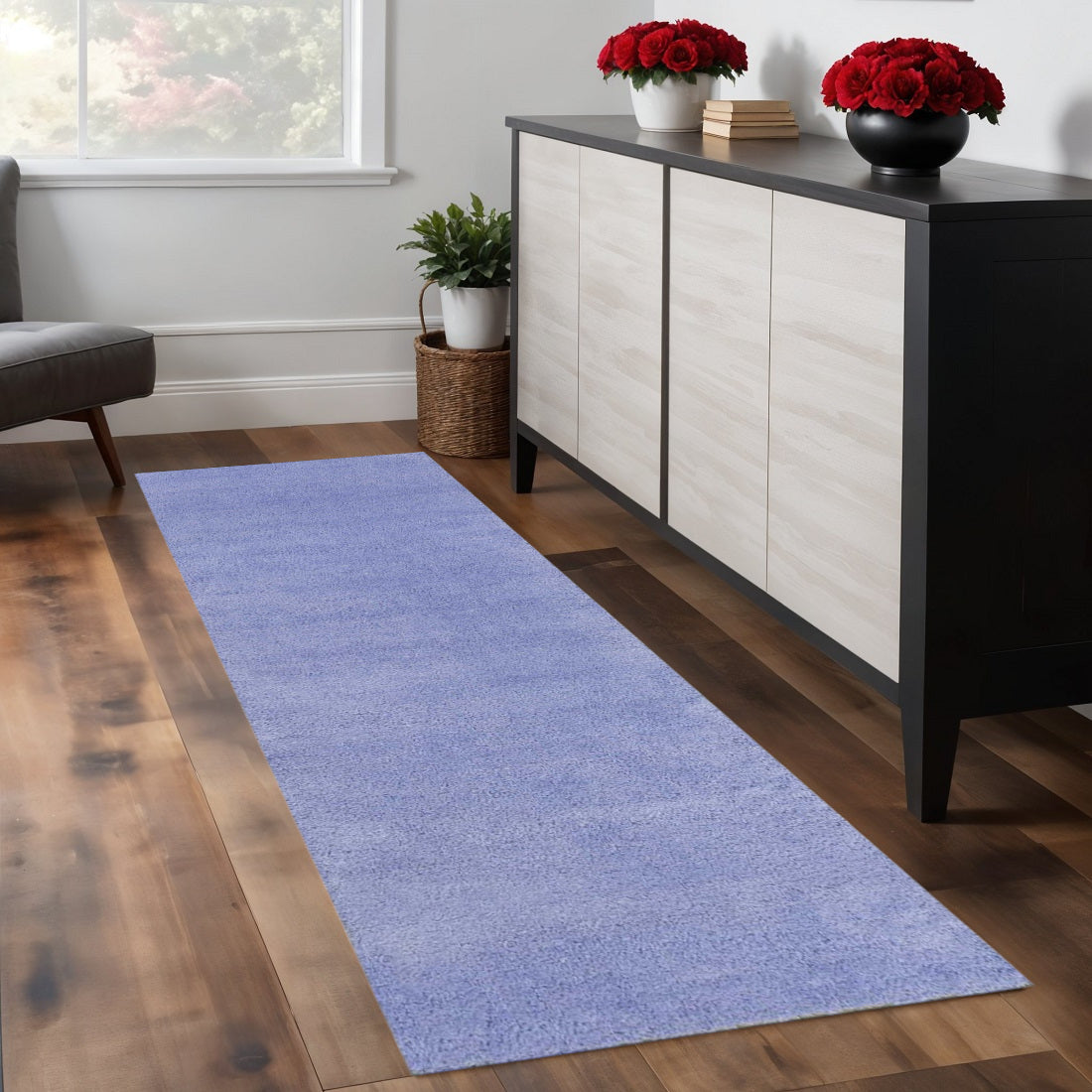 8' Purple Hand Woven Runner Rug-1