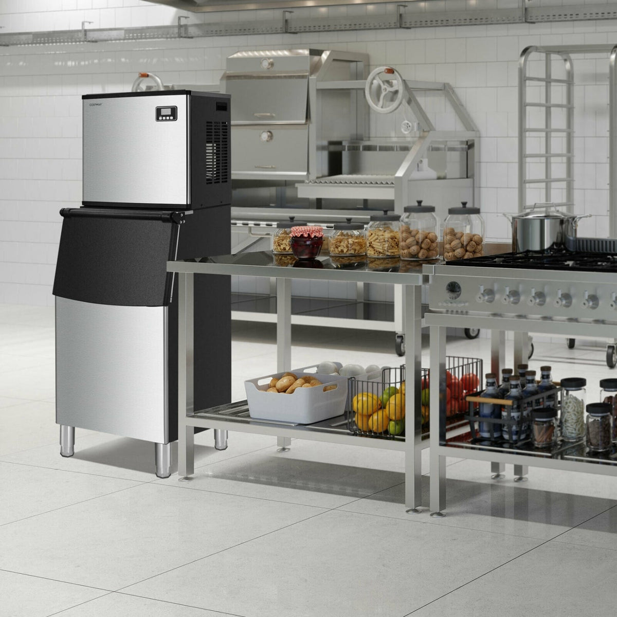 353LBS/24H Split Commercial Ice Maker with 198 LBS Storage Bin-Ice Makers-DECOROLALA