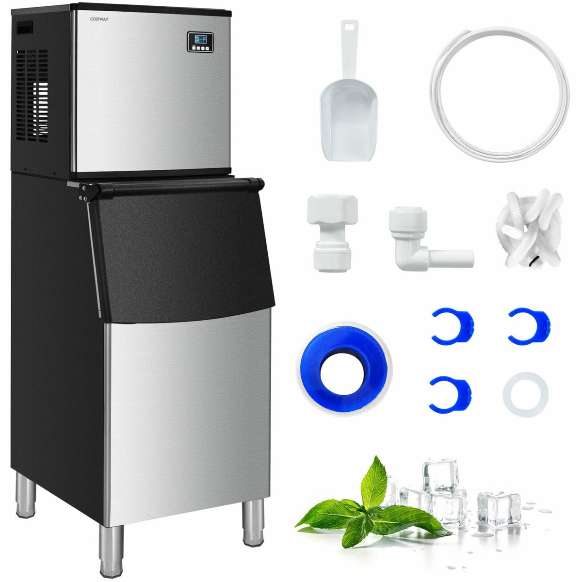 353LBS/24H Split Commercial Ice Maker with 198 LBS Storage Bin-Ice Makers-DECOROLALA