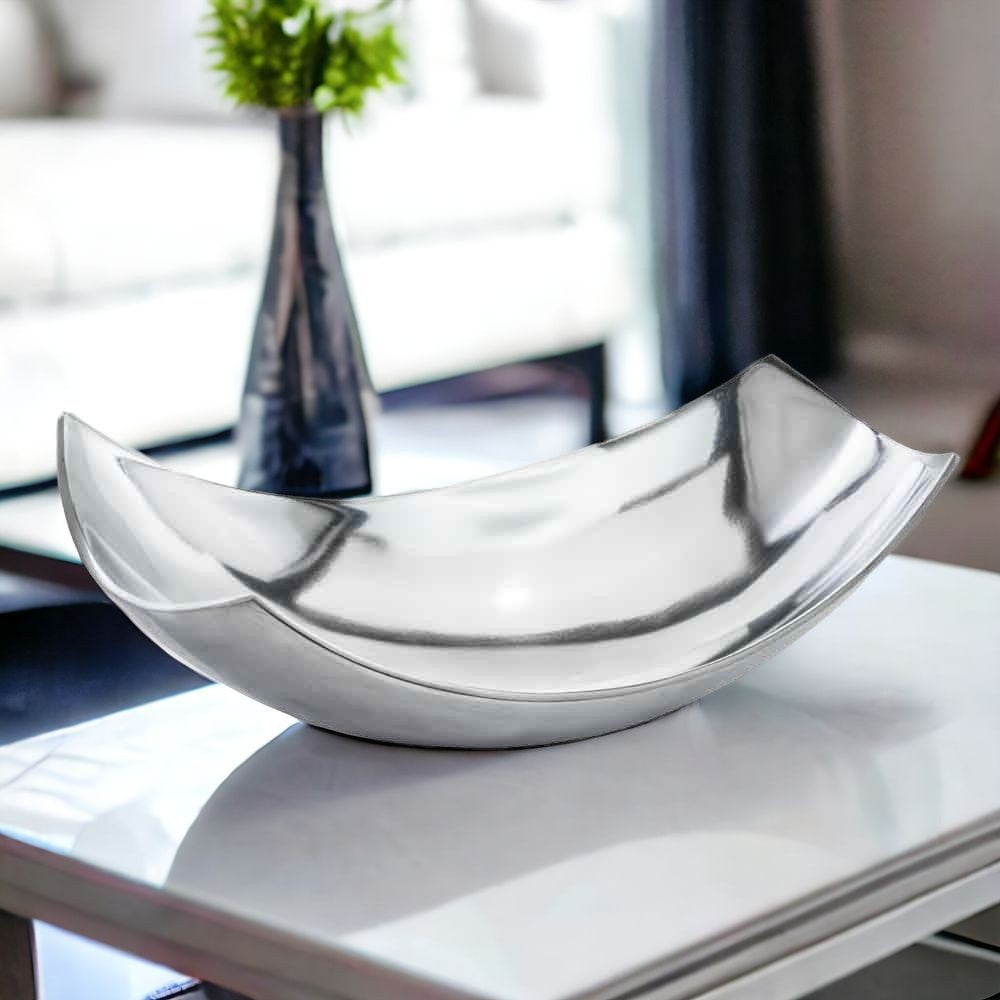 5" Silver Buffed Aluminum Decorative Bowl-Sculptures-DECOROLALA