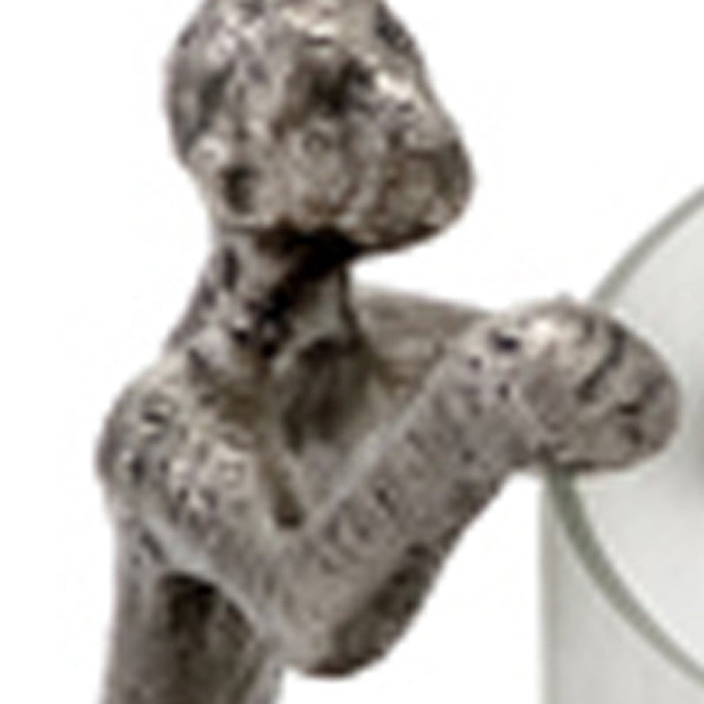 10" Silver And Glass Climbing Man Hurricane Candle Holder-Candle Holders-DECOROLALA