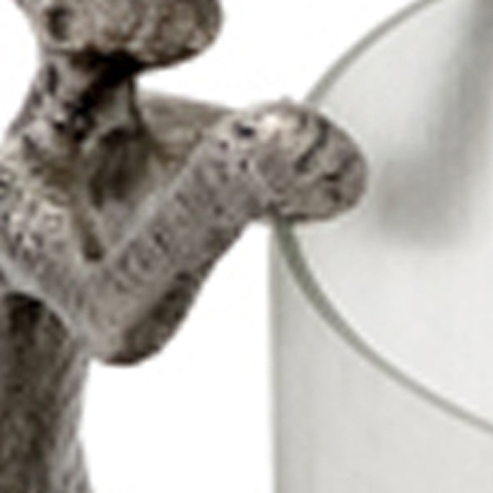 10" Silver And Glass Climbing Man Hurricane Candle Holder-Candle Holders-DECOROLALA