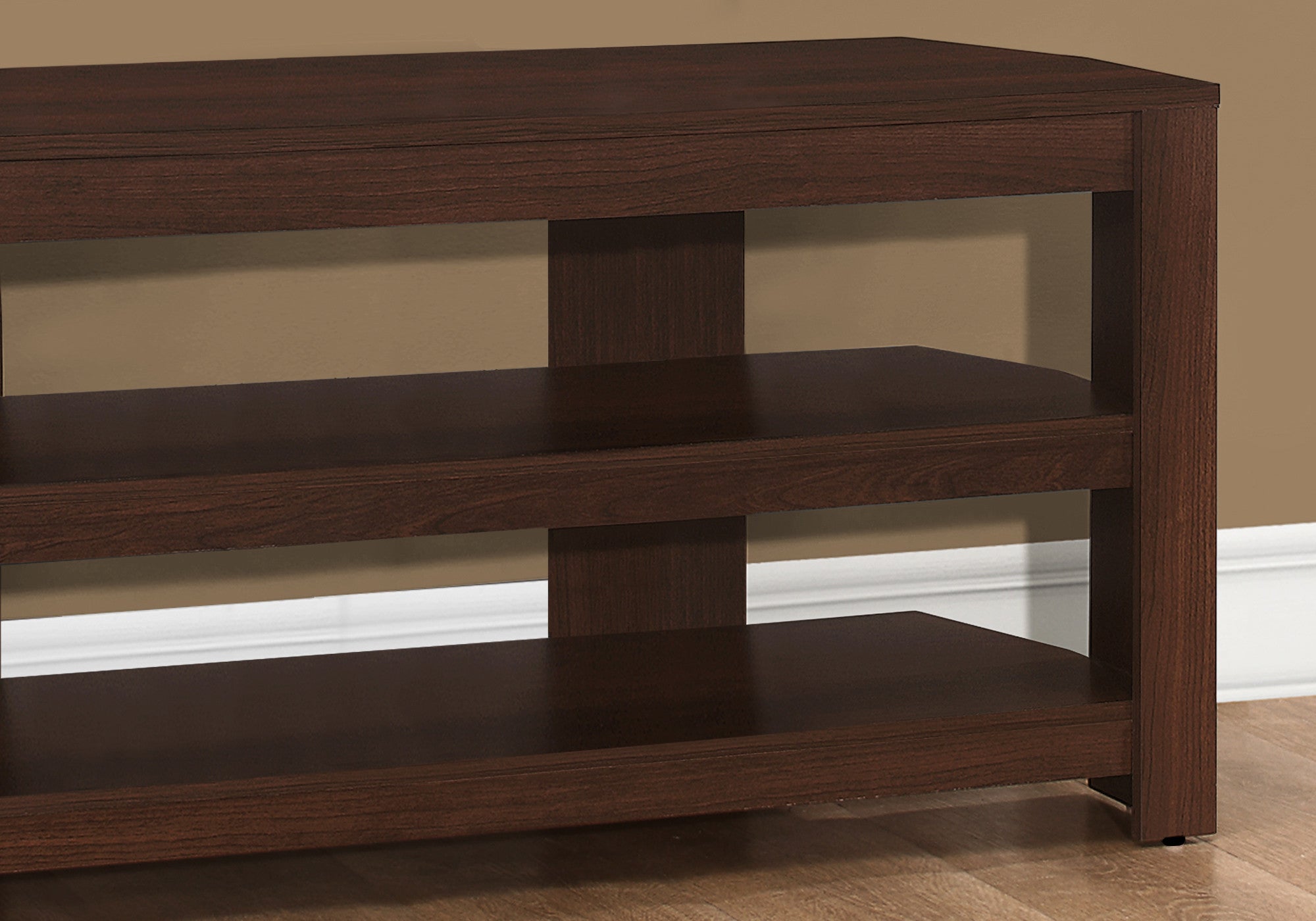 42" Dark Brown Open Shelving TV Stand-TV Stands-DECOROLALA