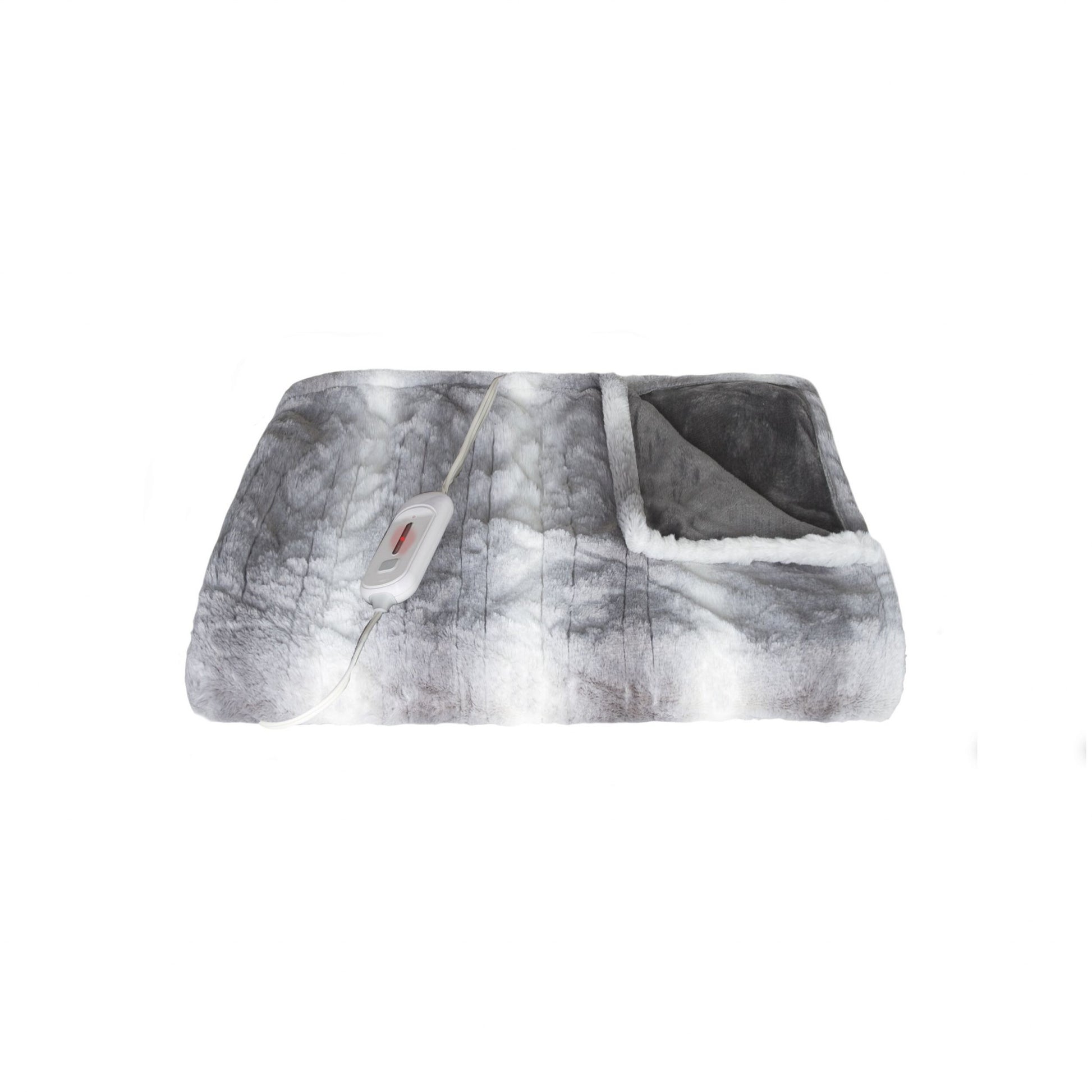 50" X 60" Gray And White Heated Electric Striped Throw Blanket-Throws & Blankets-DECOROLALA