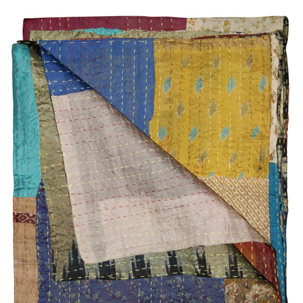 50" X 70" Silk Multicolor Throws-Throws & Blankets-DECOROLALA