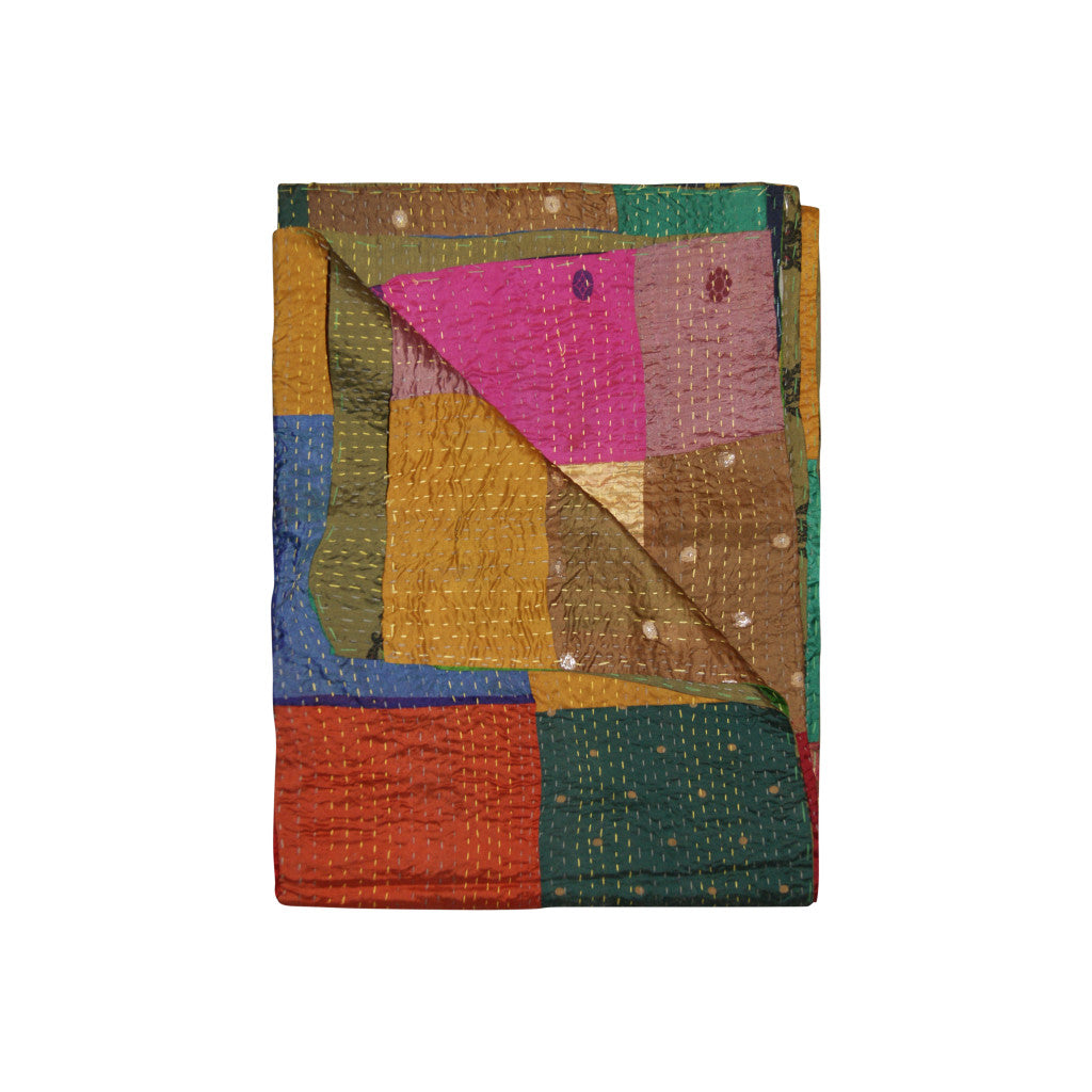 50" X 70" Silk Multicolor Throws-Throws & Blankets-DECOROLALA