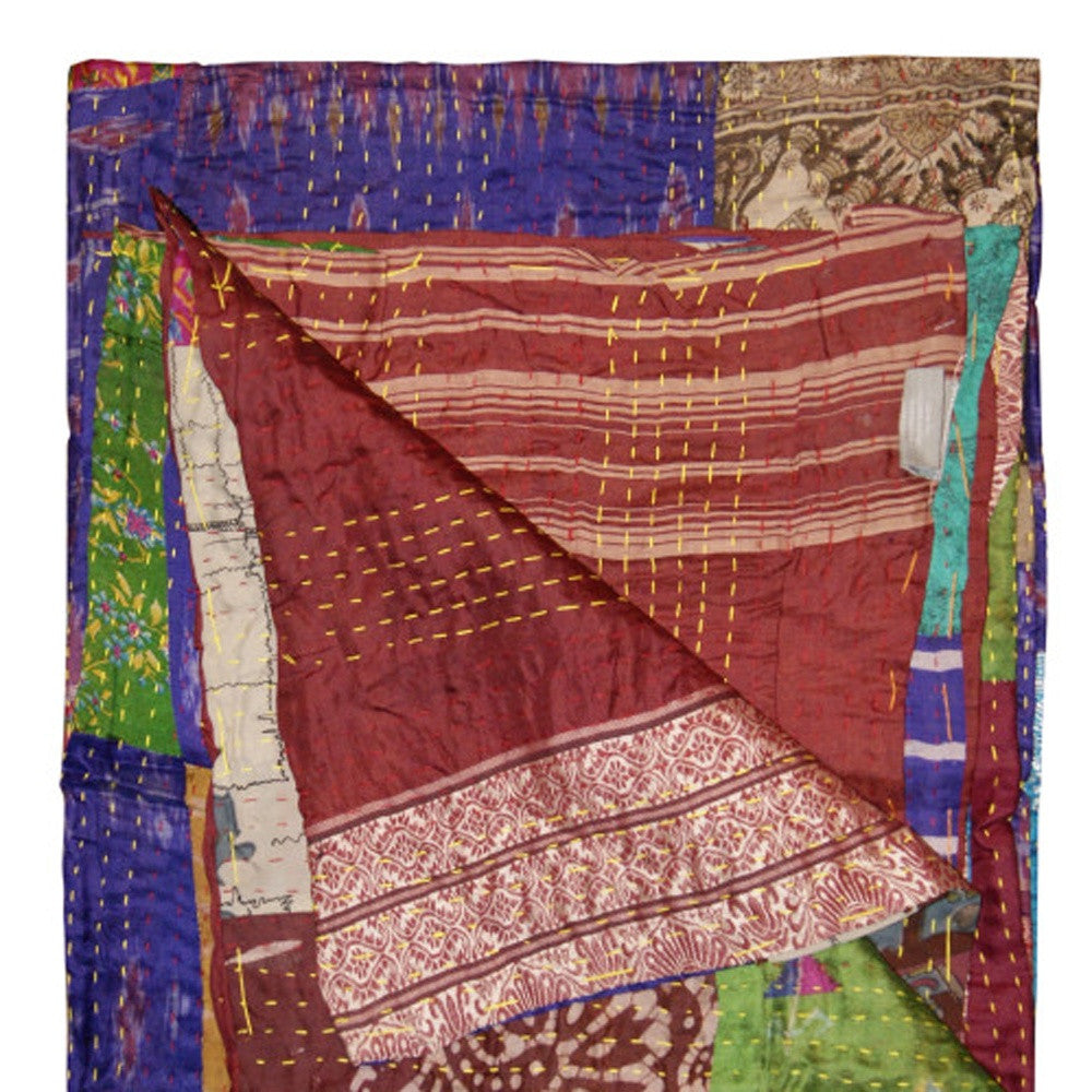 50" X 70" Silk Multicolor Throws-Throws & Blankets-DECOROLALA