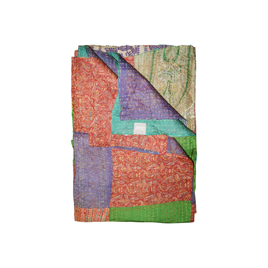 50" X 70" Silk Multicolor Throws-Throws & Blankets-DECOROLALA