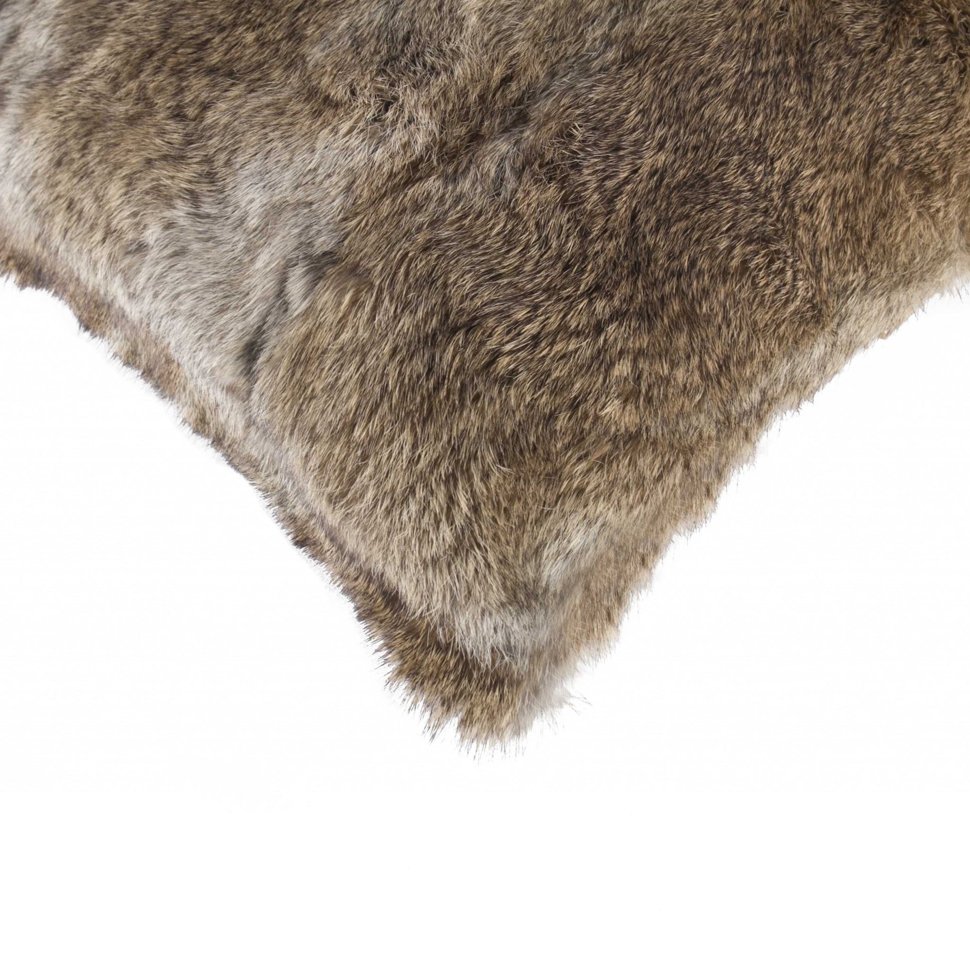 5" X 18" X 18" 100% Natural Rabbit Fur Hazelnut Pillow-2