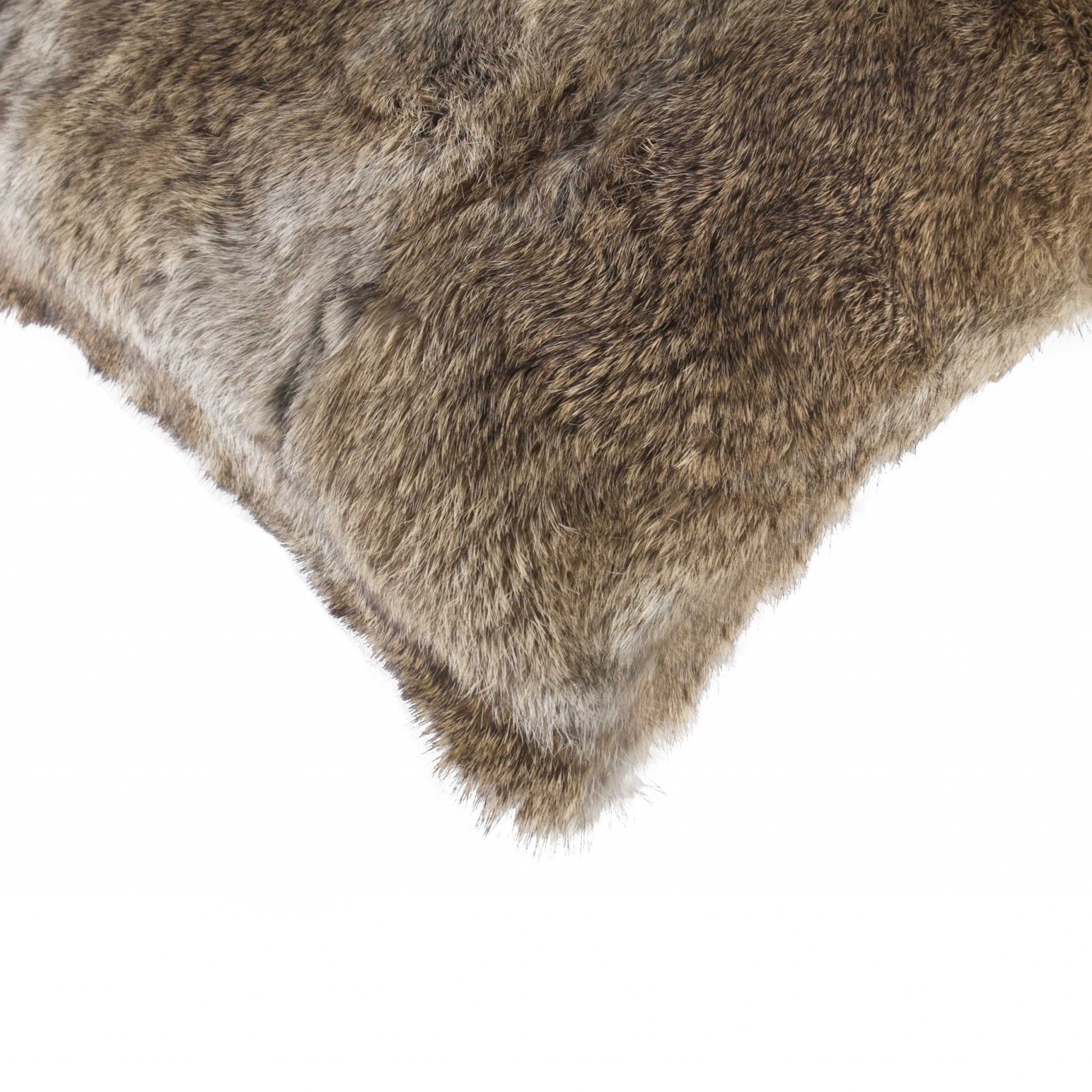 5" X 18" X 18" 100% Natural Rabbit Fur Hazelnut Pillow-2