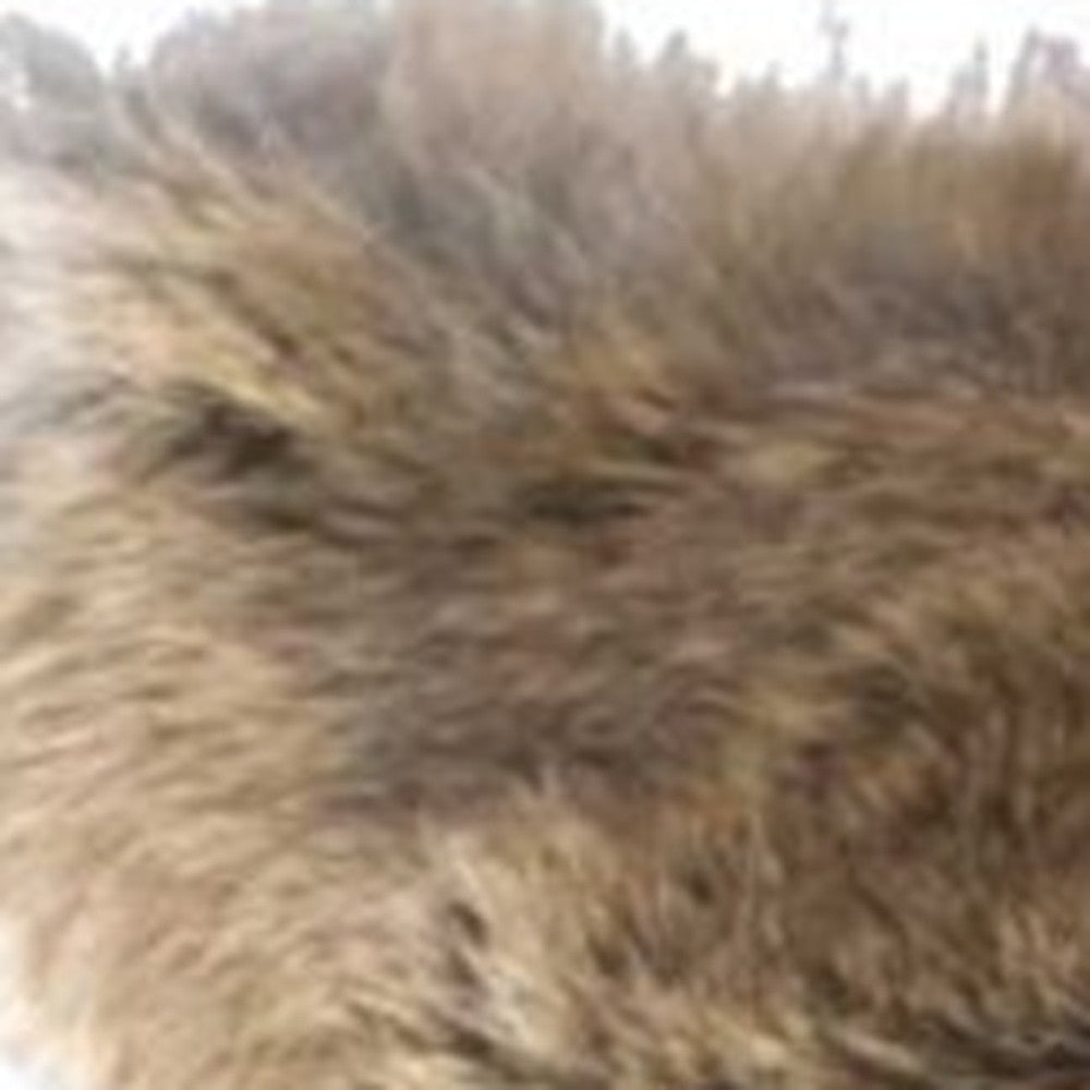 5" X 18" X 18" 100% Natural Rabbit Fur Hazelnut Pillow-3