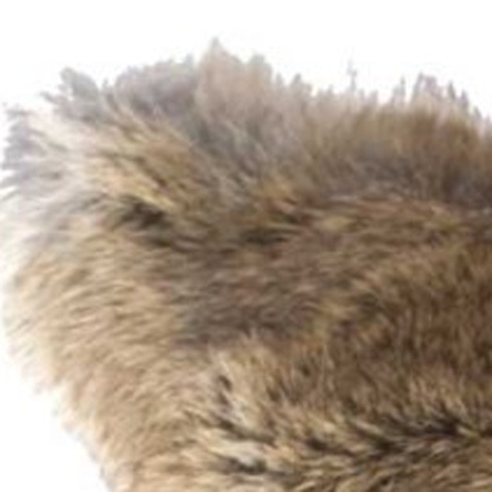 5" X 18" X 18" 100% Natural Rabbit Fur Hazelnut Pillow-4