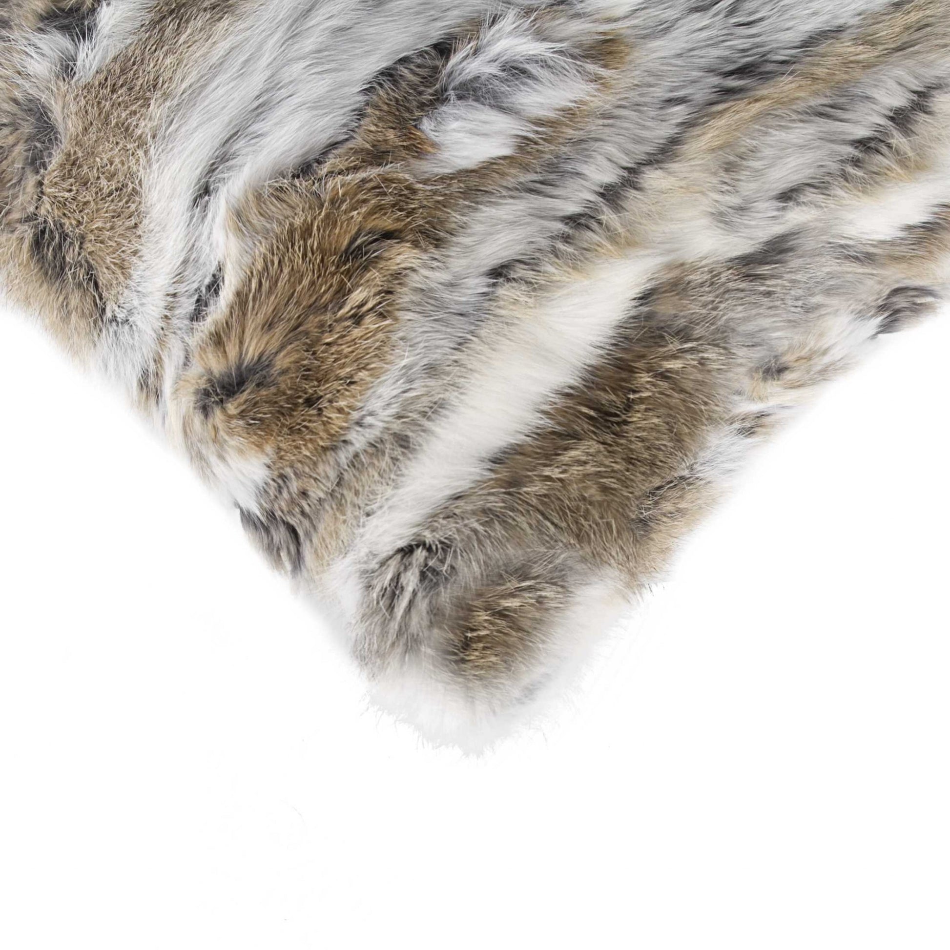 5" X 12" X 20" 100% Natural Rabbit Fur Tan And White Pillow-2