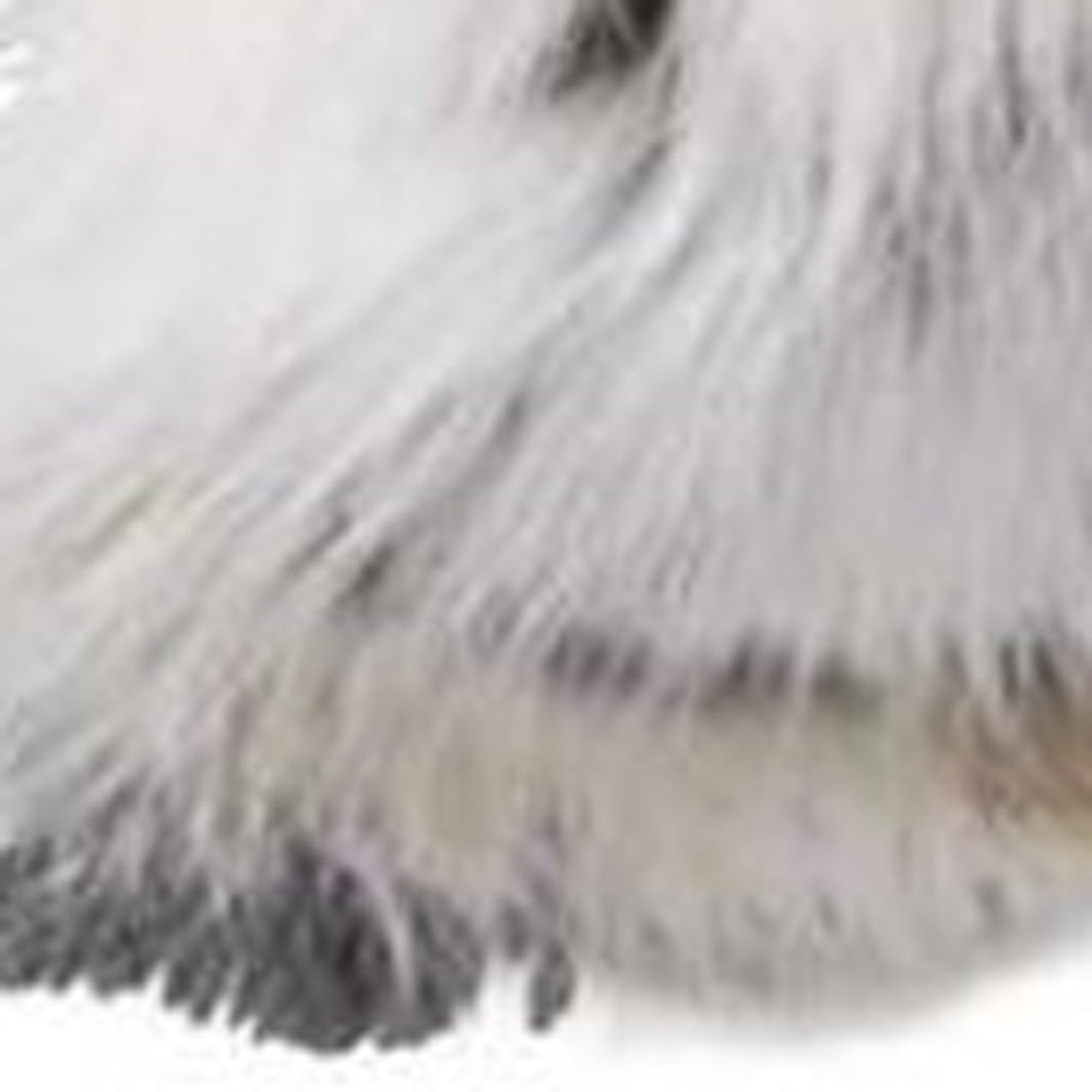 5" X 12" X 20" 100% Natural Rabbit Fur Tan And White Pillow-3