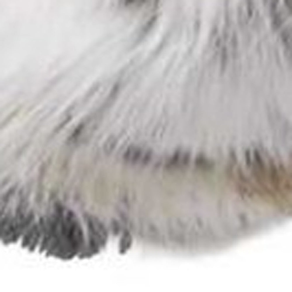 5" X 12" X 20" 100% Natural Rabbit Fur Tan And White Pillow-5