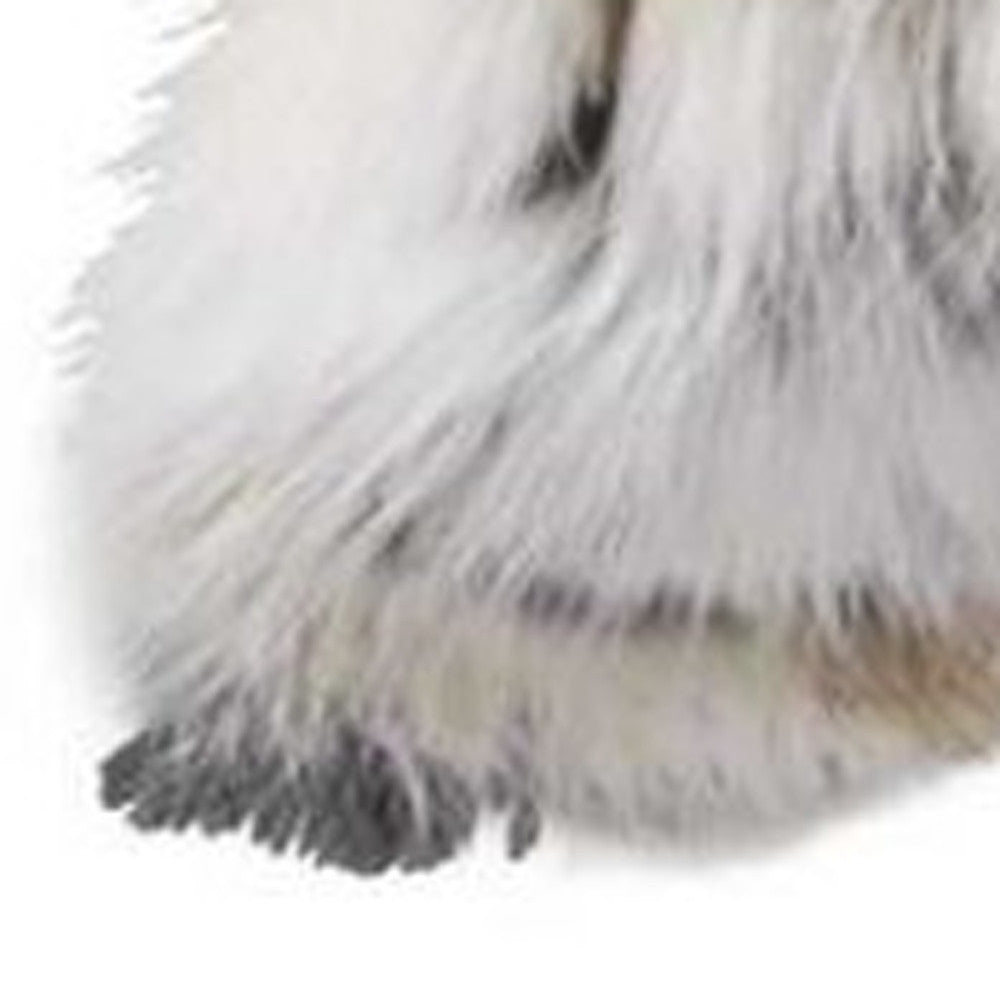 5" X 12" X 20" 100% Natural Rabbit Fur Tan And White Pillow-6