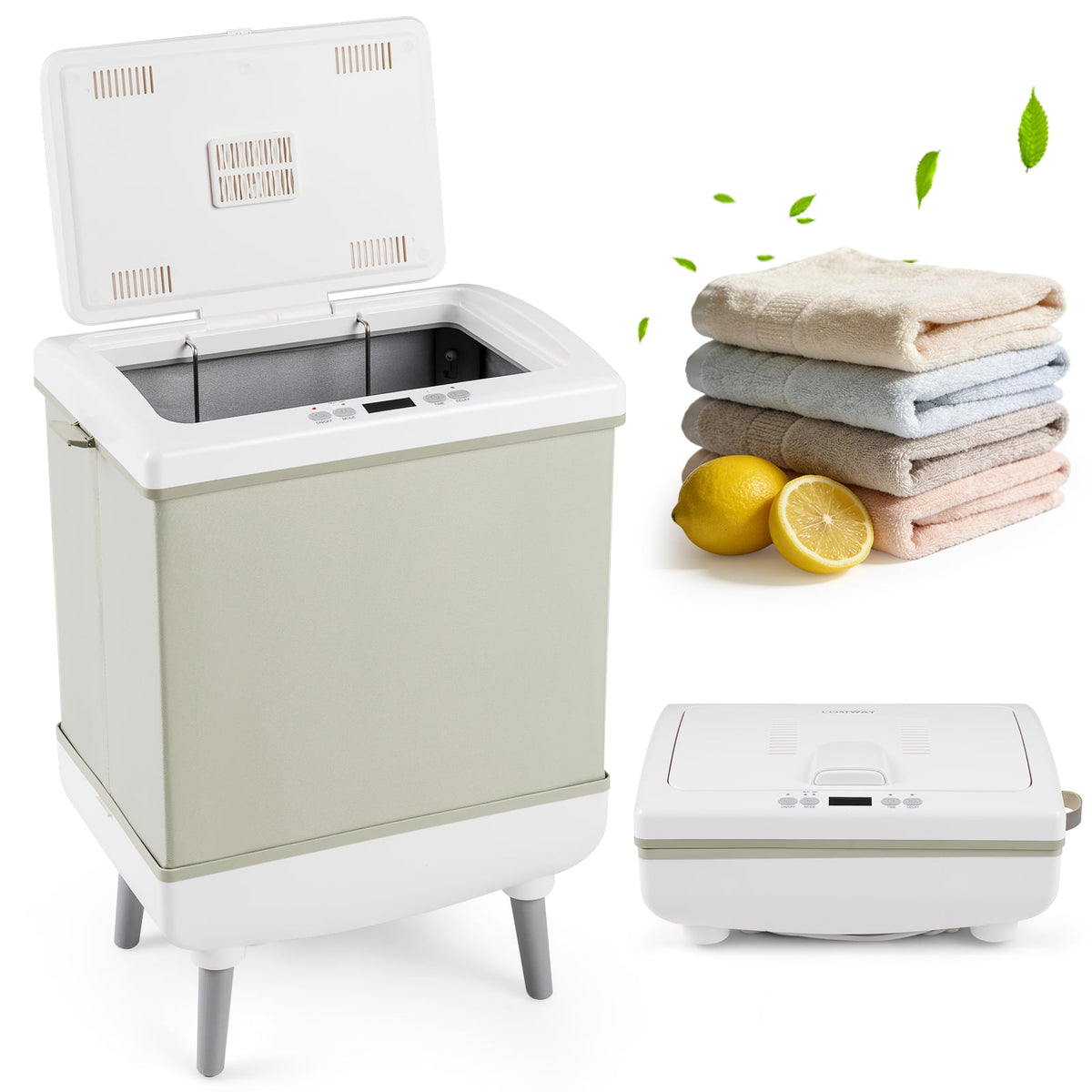 35L Large Foldable Towel Warmer Bucket - Beige Heating & Drying-Dryers-DECOROLALA