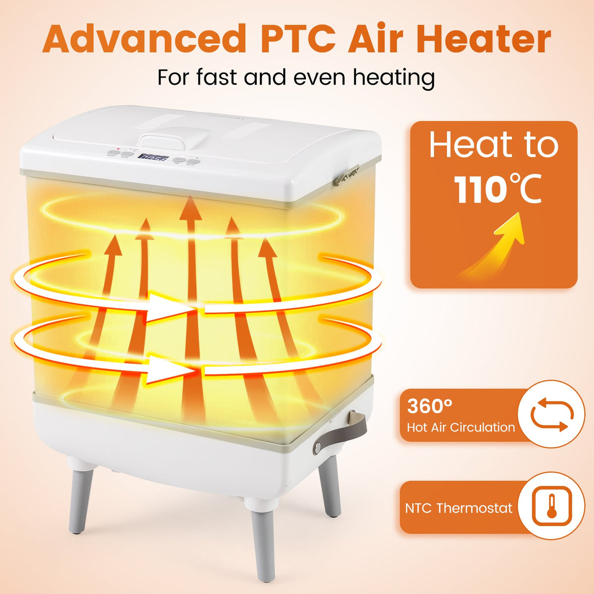 35L Large Foldable Towel Warmer Bucket - Beige Heating & Drying-Dryers-DECOROLALA