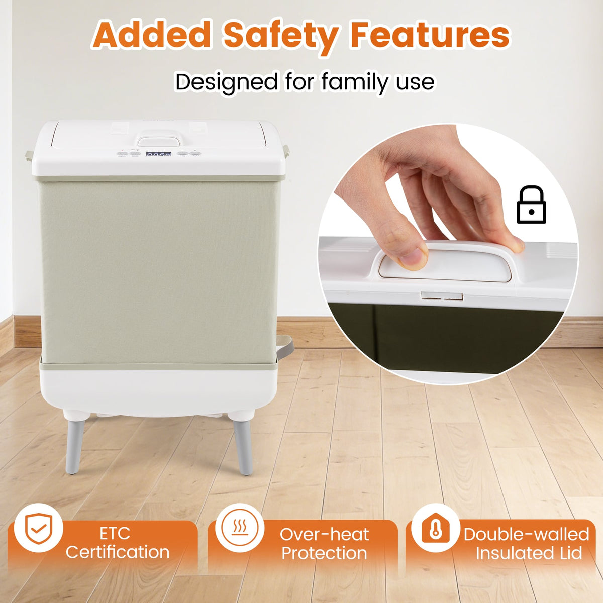 35L Large Foldable Towel Warmer Bucket - Beige Heating & Drying-Dryers-DECOROLALA