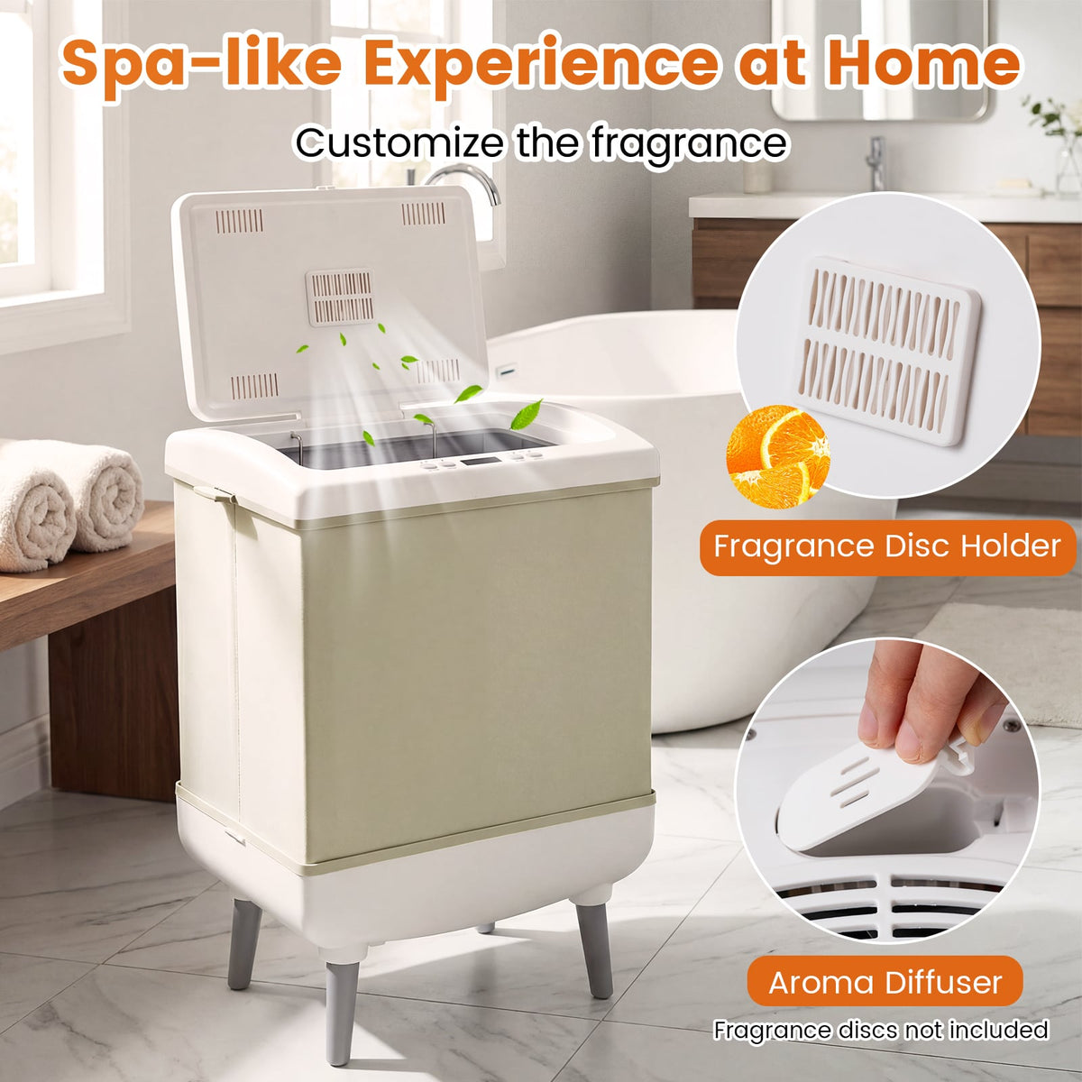 35L Large Foldable Towel Warmer Bucket - Beige Heating & Drying-Dryers-DECOROLALA