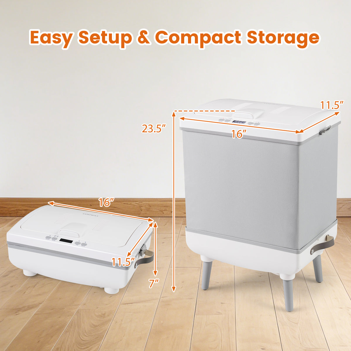 35L Large Foldable Towel Warmer Bucket - Gray Heating & Drying-Dryers-DECOROLALA
