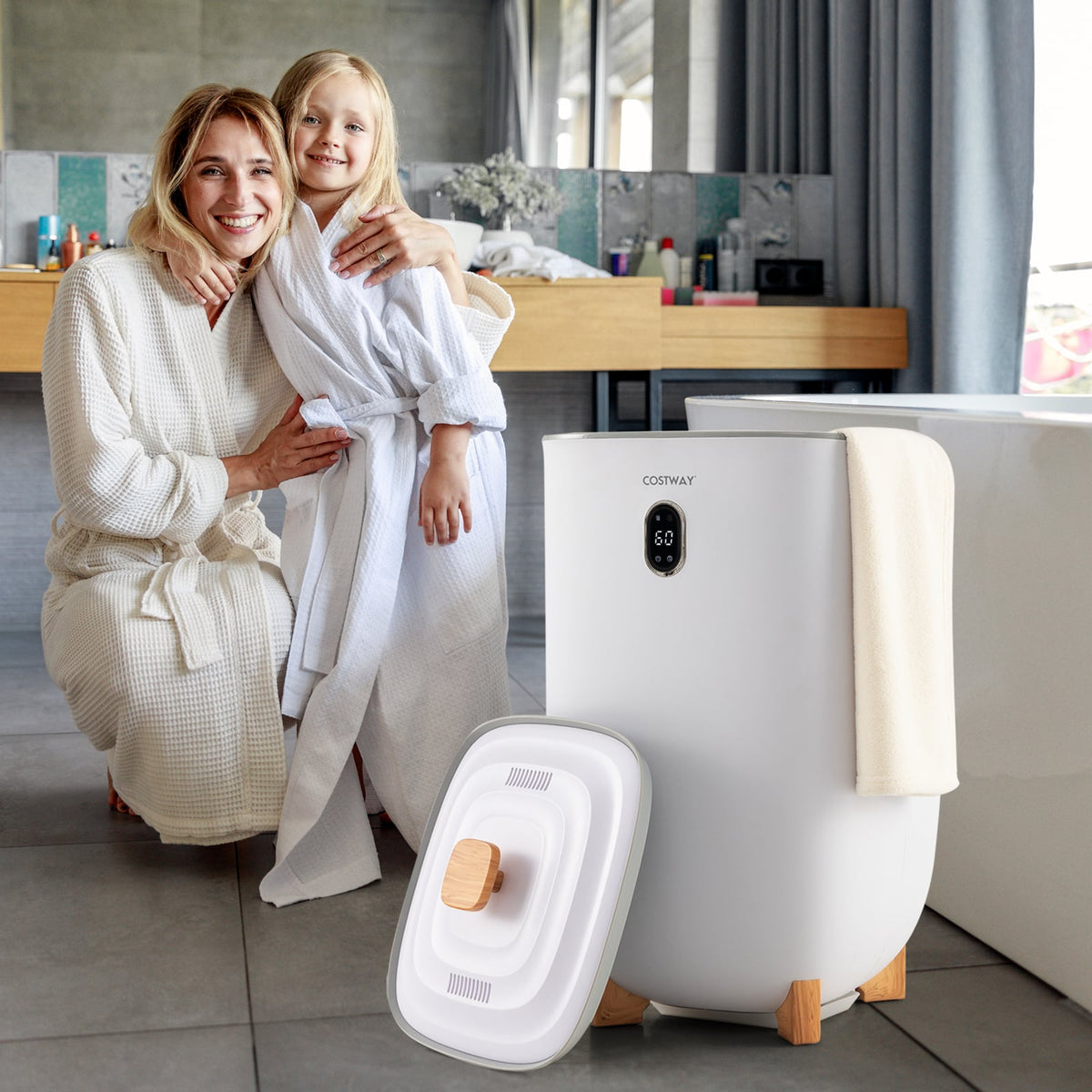 35L Towel Warmer Bucket with Auto Shut-off - White 120V-Dryers-DECOROLALA