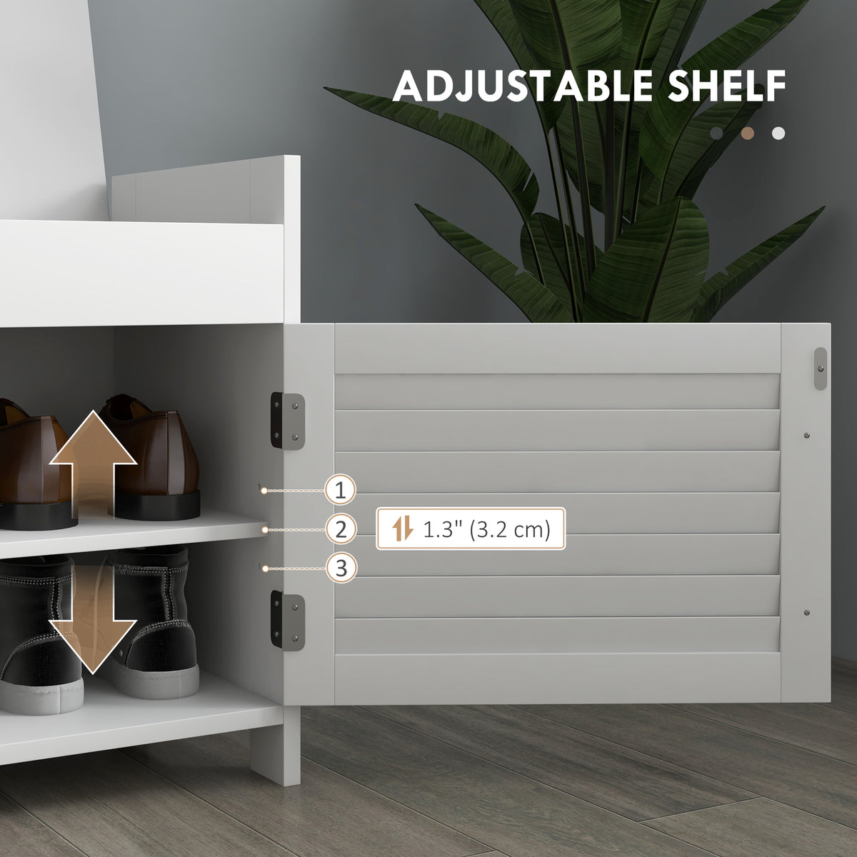 35.4" Entryway Shoe Bench with Storage and Cushion - White-Home Furnishings > Storage & Organization > Shoe Storage Cabinets & Racks-DECOROLALA